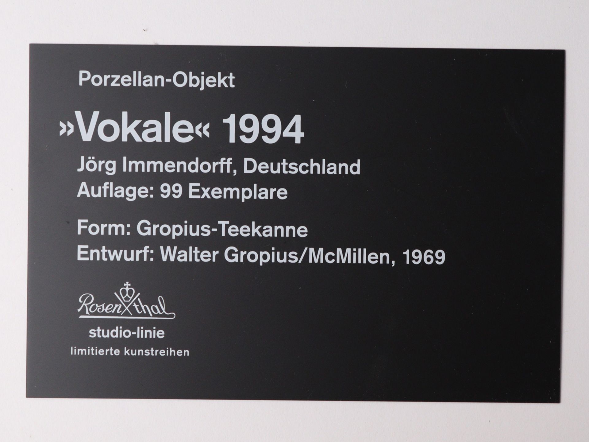 Rosenthal studio-linie - Gropius-Künstler-Kanne Jörg Immendorff - Image 6 of 12