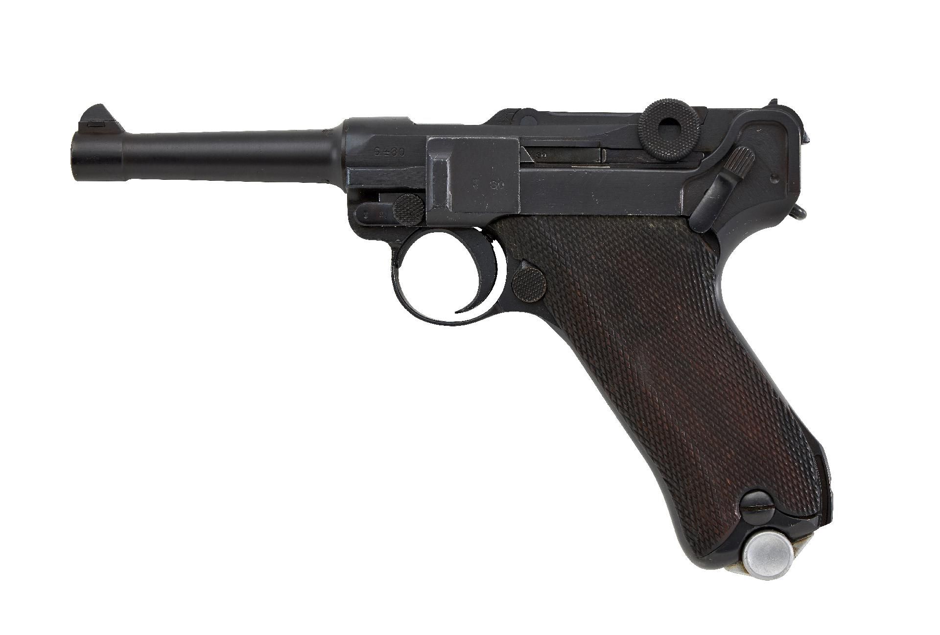 Erlaubnispflichtige Waffen : Halbautomatische Pistole Mod.: P. 08, Herst.: SIMSON & Co. SUHL . B...