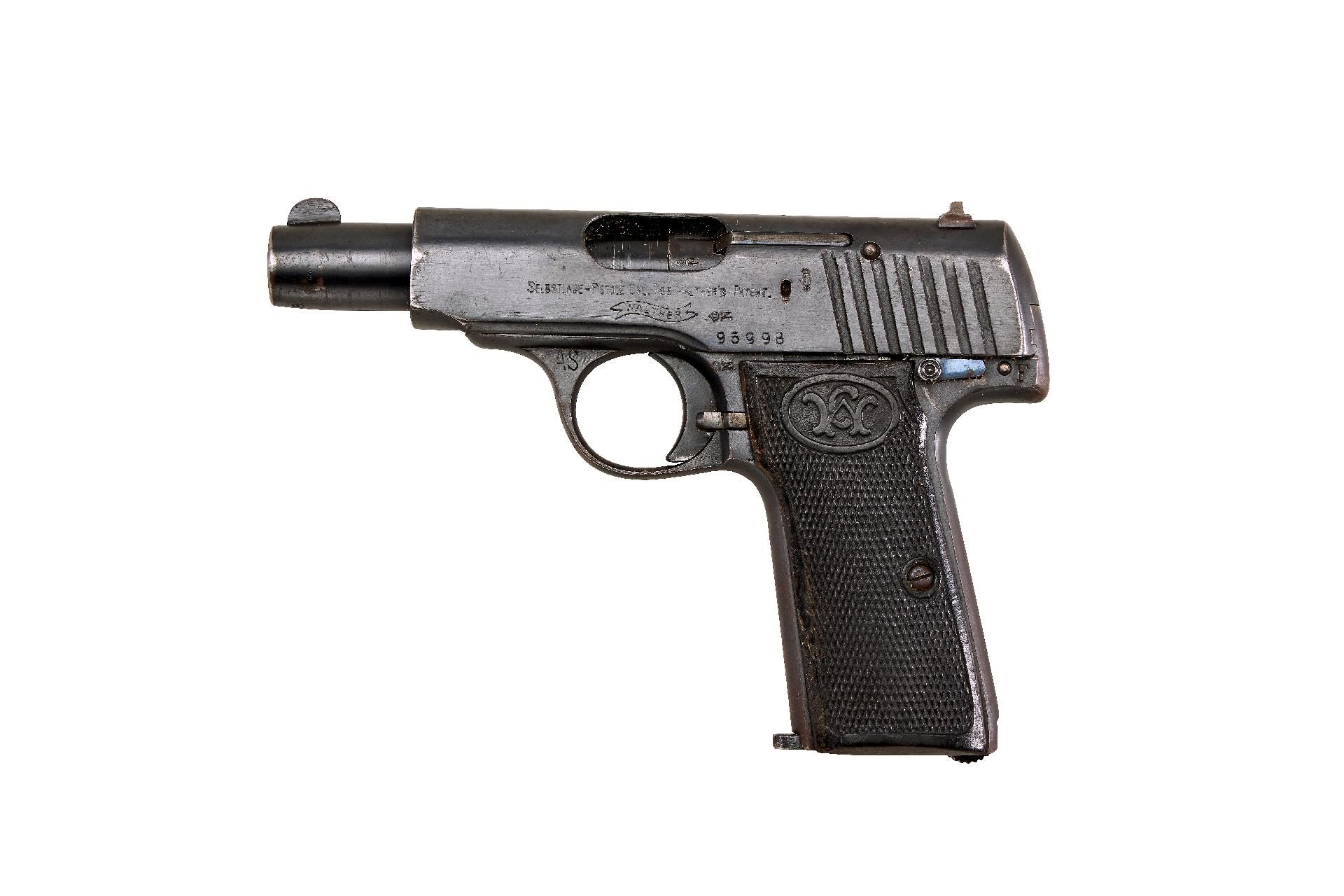 Erlaubnispflichtige Waffen : Pistole Walther Mod. 4 Seriennummer.: 96998 Kal.: 7,65mm Browning.