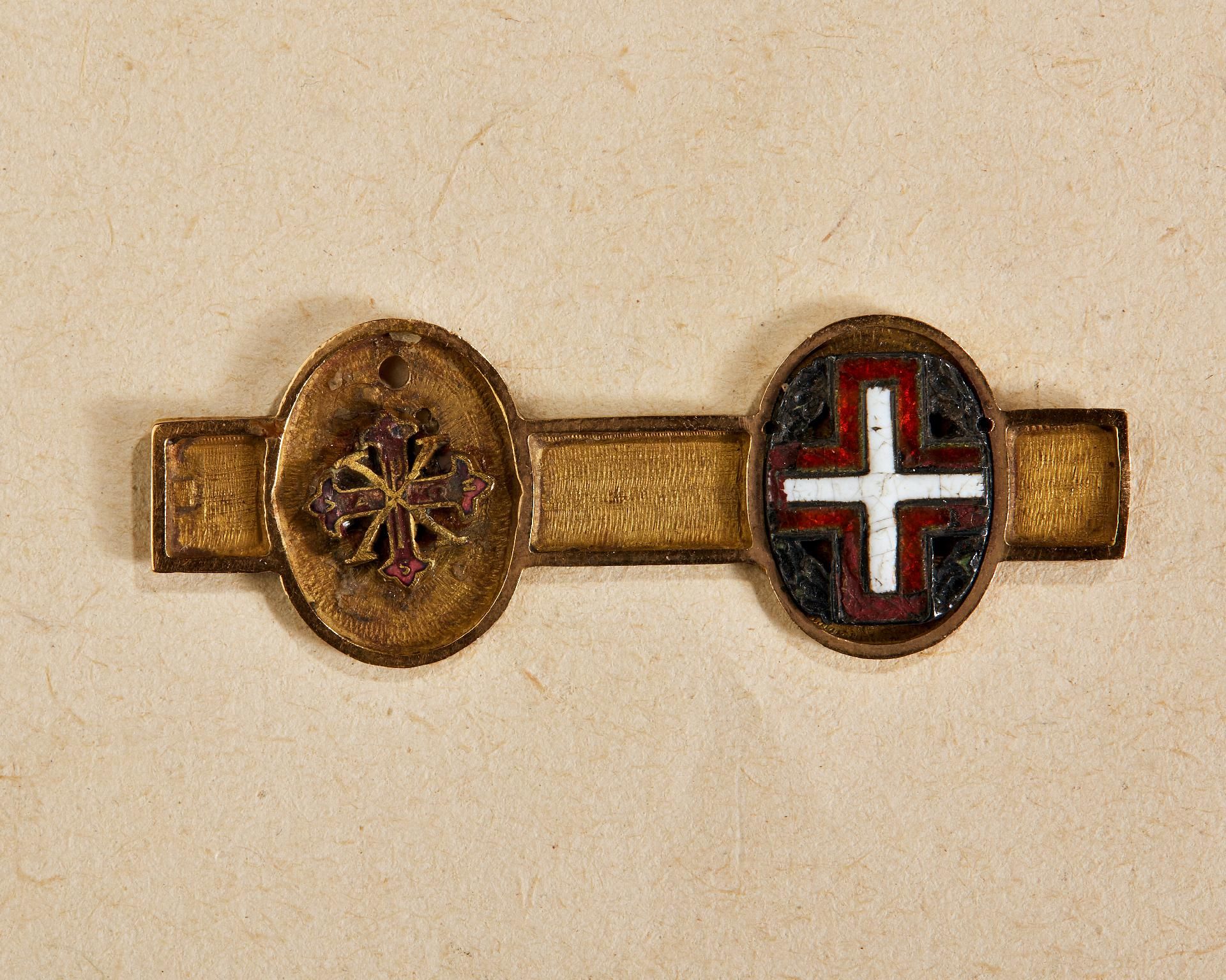Königreich Italien - Königreich Sardinien : Miniaturbarett mit zwei Ordensdekorationen.