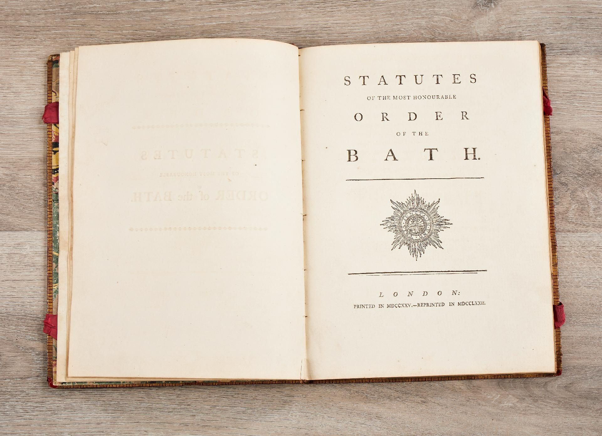 Grossbritannien : Statuten des Bath Ordens. London 1772.