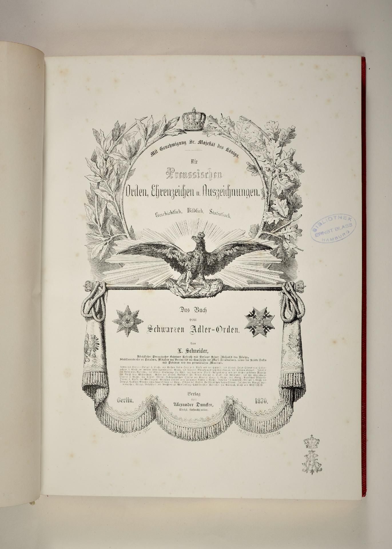 Preußen : L. Schneider - Das Buch vom Schwarzen Adler Orden, Berlin 1870. - Image 3 of 3