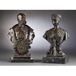 Österreich : Kaiser Franz Joseph I. und Kaiserin Elisabeth (Sisi) - Paar Bronze Büsten.