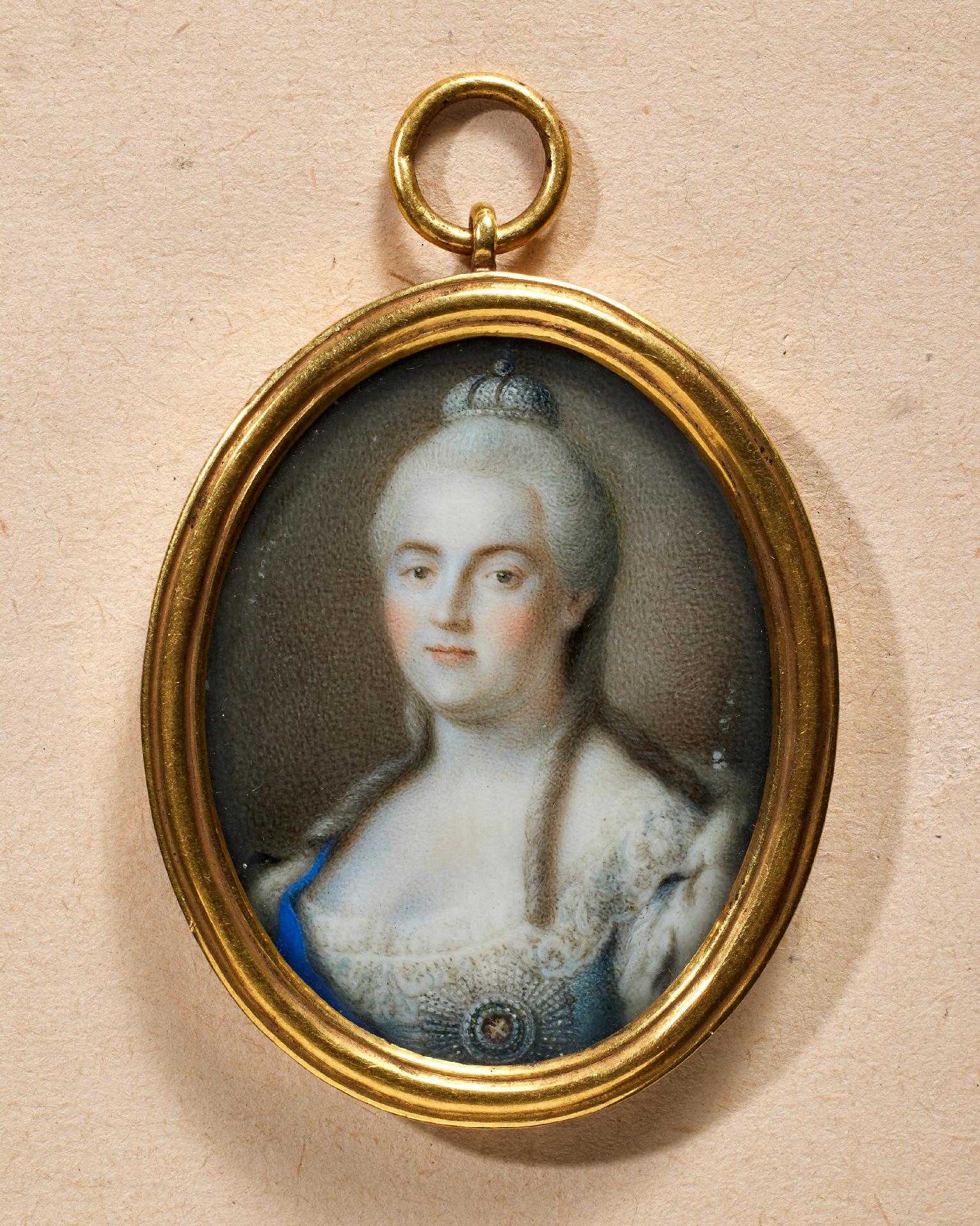 Rußland : Ovale Portraitminiatur Zarin Katharina der Großen.