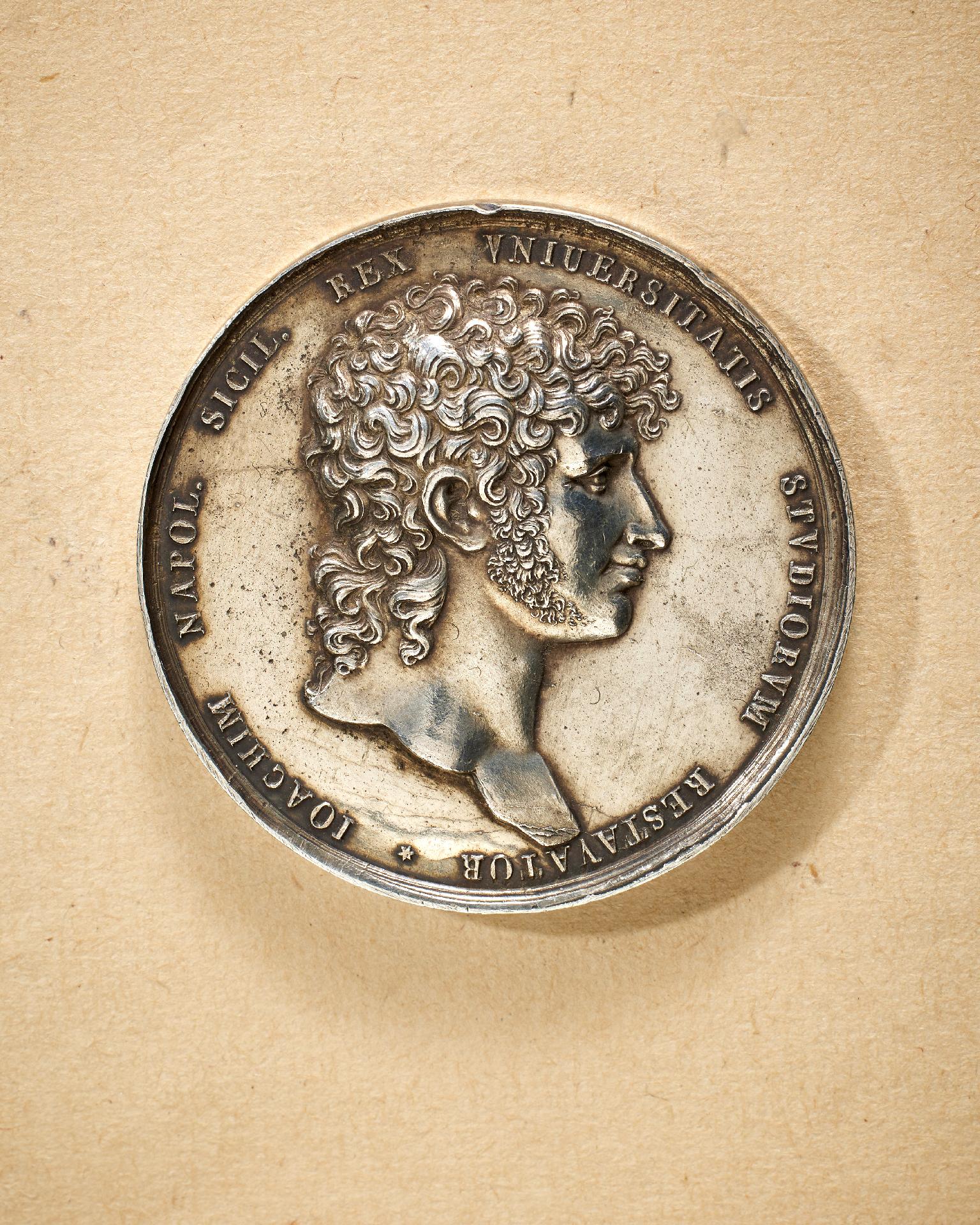 Königreich beider Sizilien : Sizilien: Joachim Murat, Silbermedaille auf die Wissenschaften, 1811.