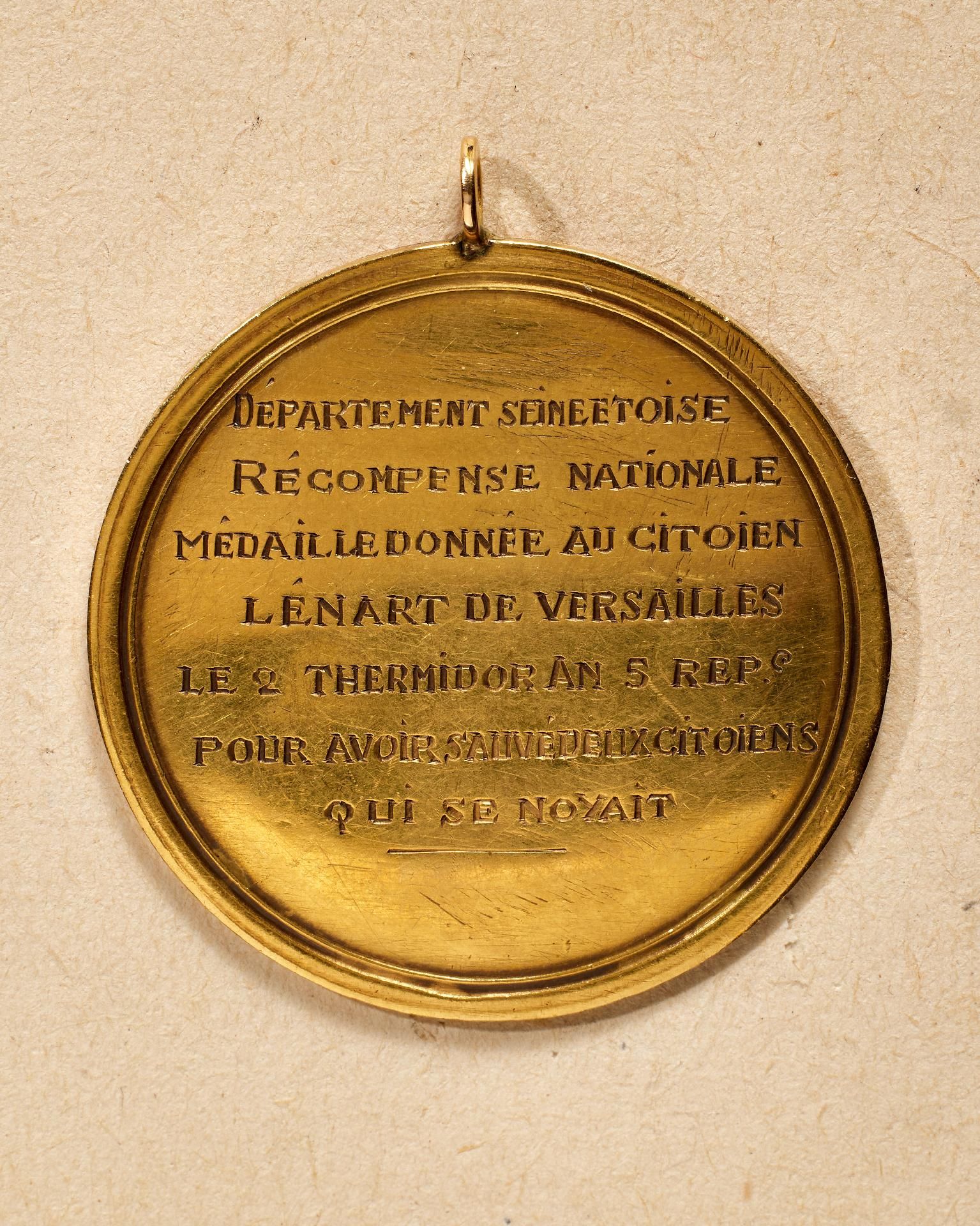 Frankreich : Goldene Lebensrettungsmedaille aus der Zeit der Französischen Revolution. - Bild 2 aus 2