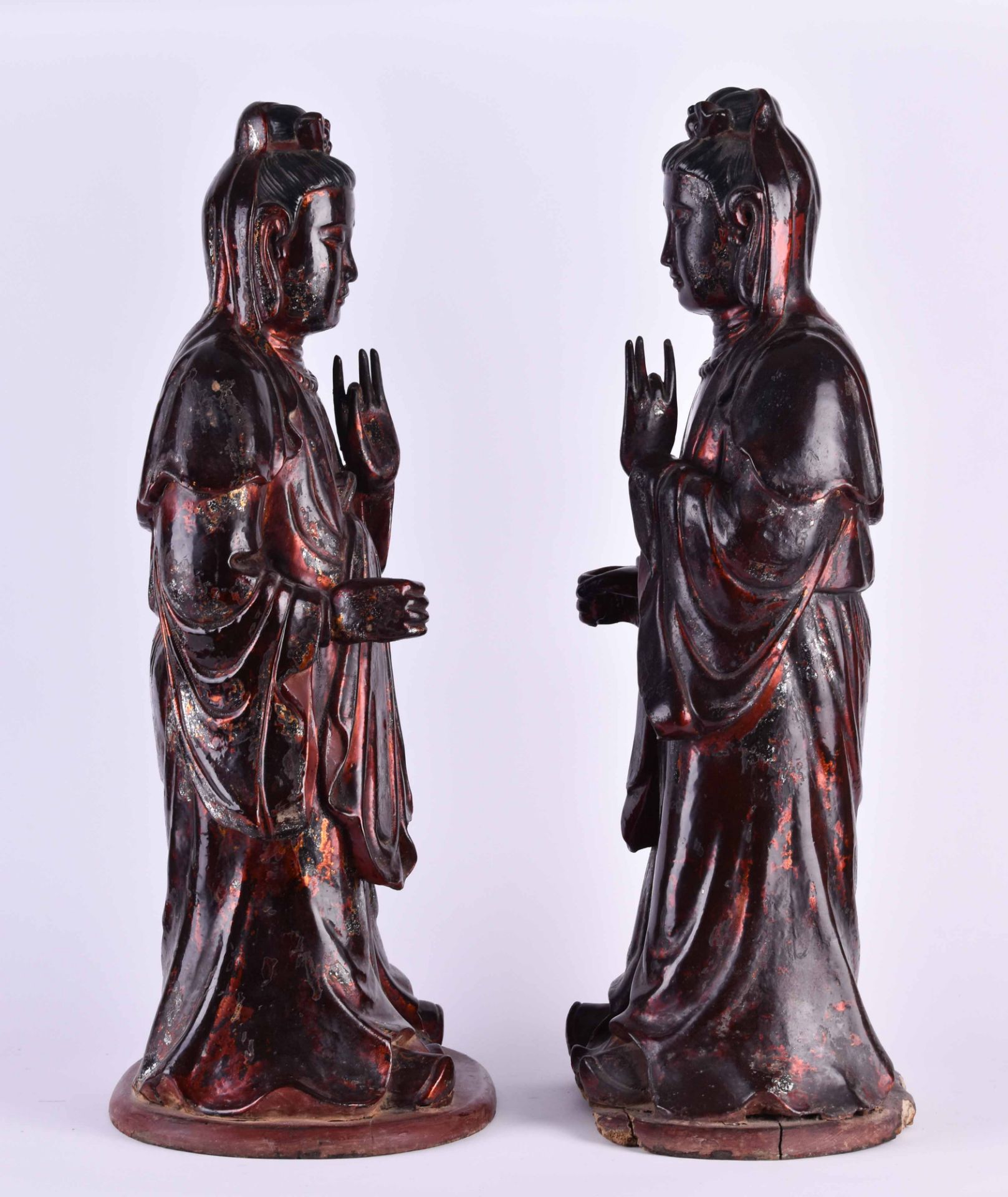 Paar Tempelfiguren Vietnam / Süd China Qing-Dynastie 18. / 19. Jhd. - Bild 2 aus 5