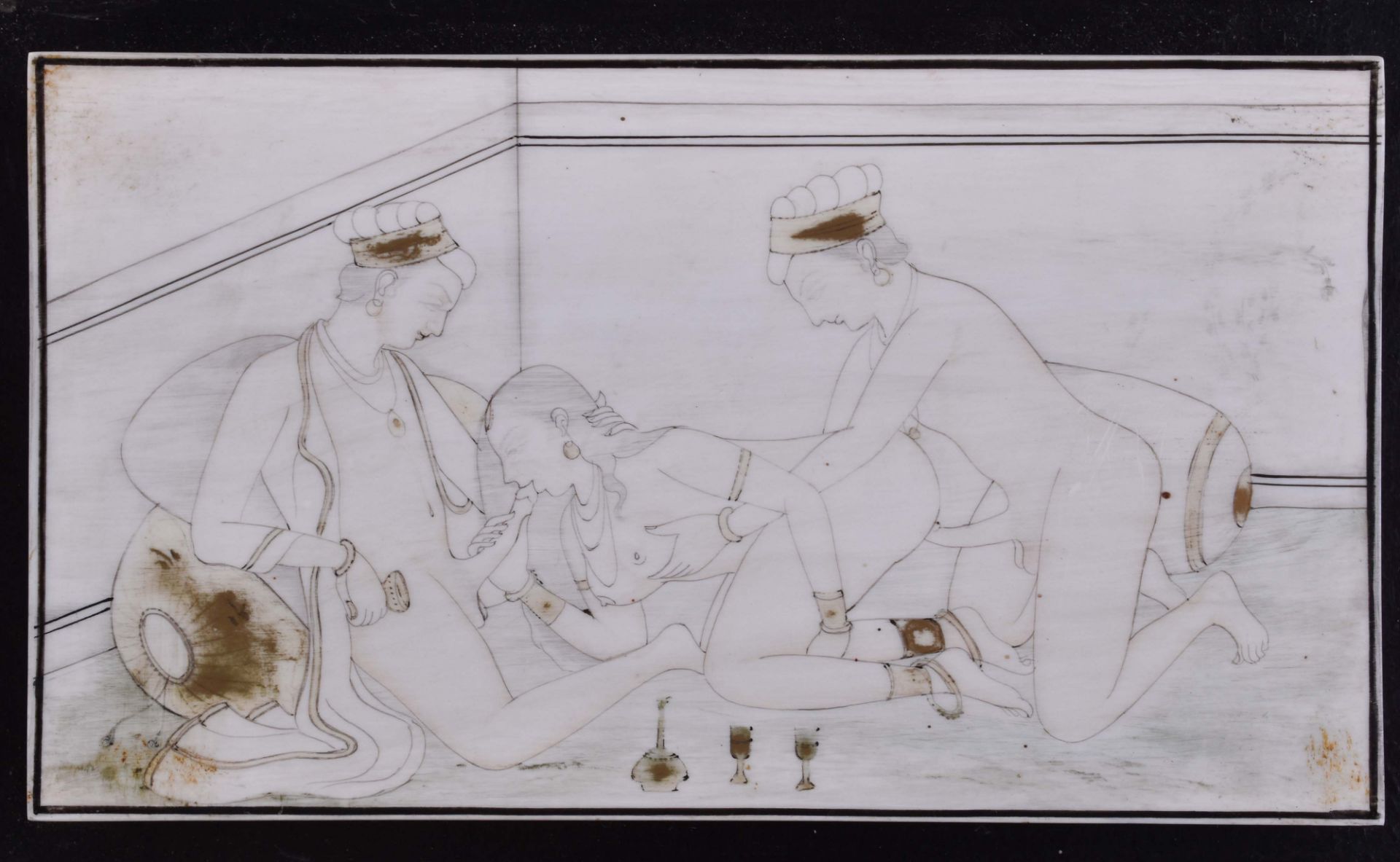 Erotische Malerei Indien 19. Jhd. - Bild 2 aus 3