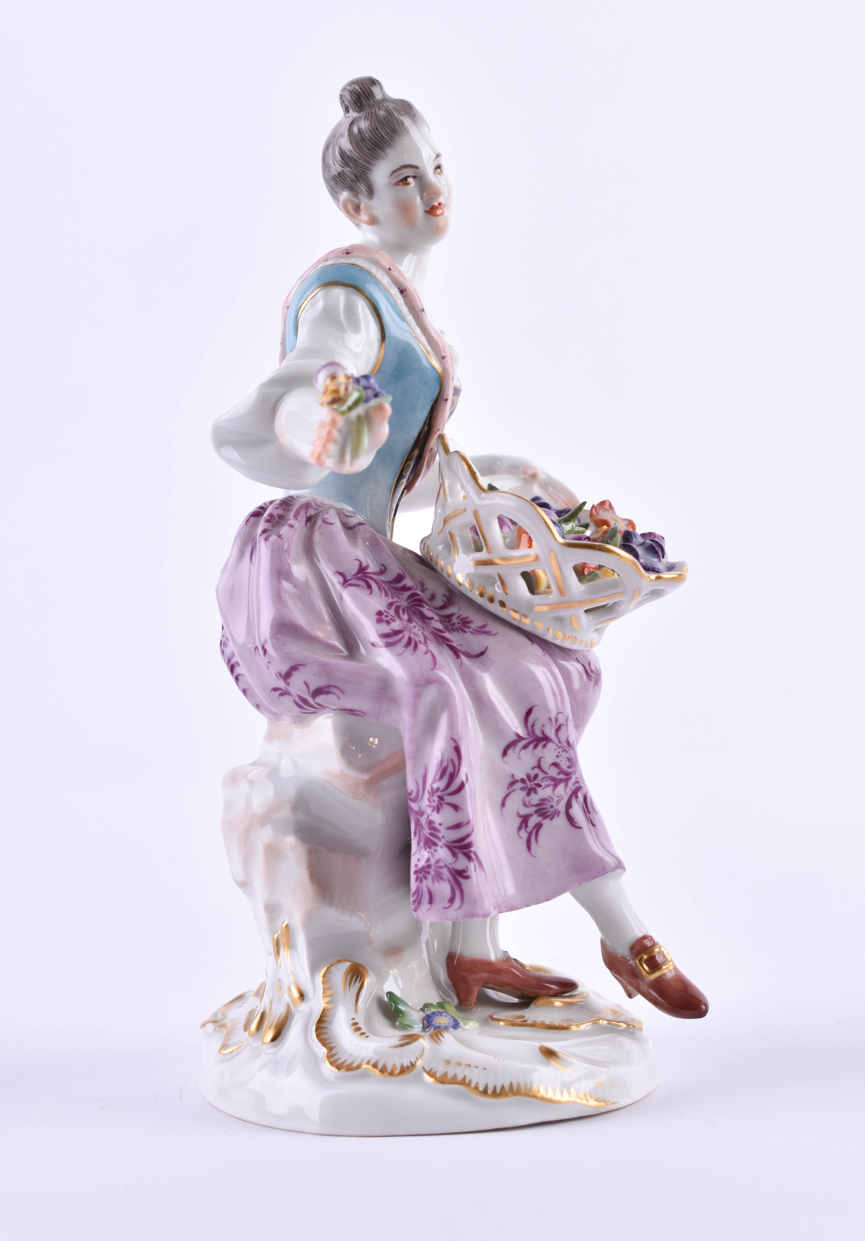 Gardener with flower basket Meissen - Image 3 of 5