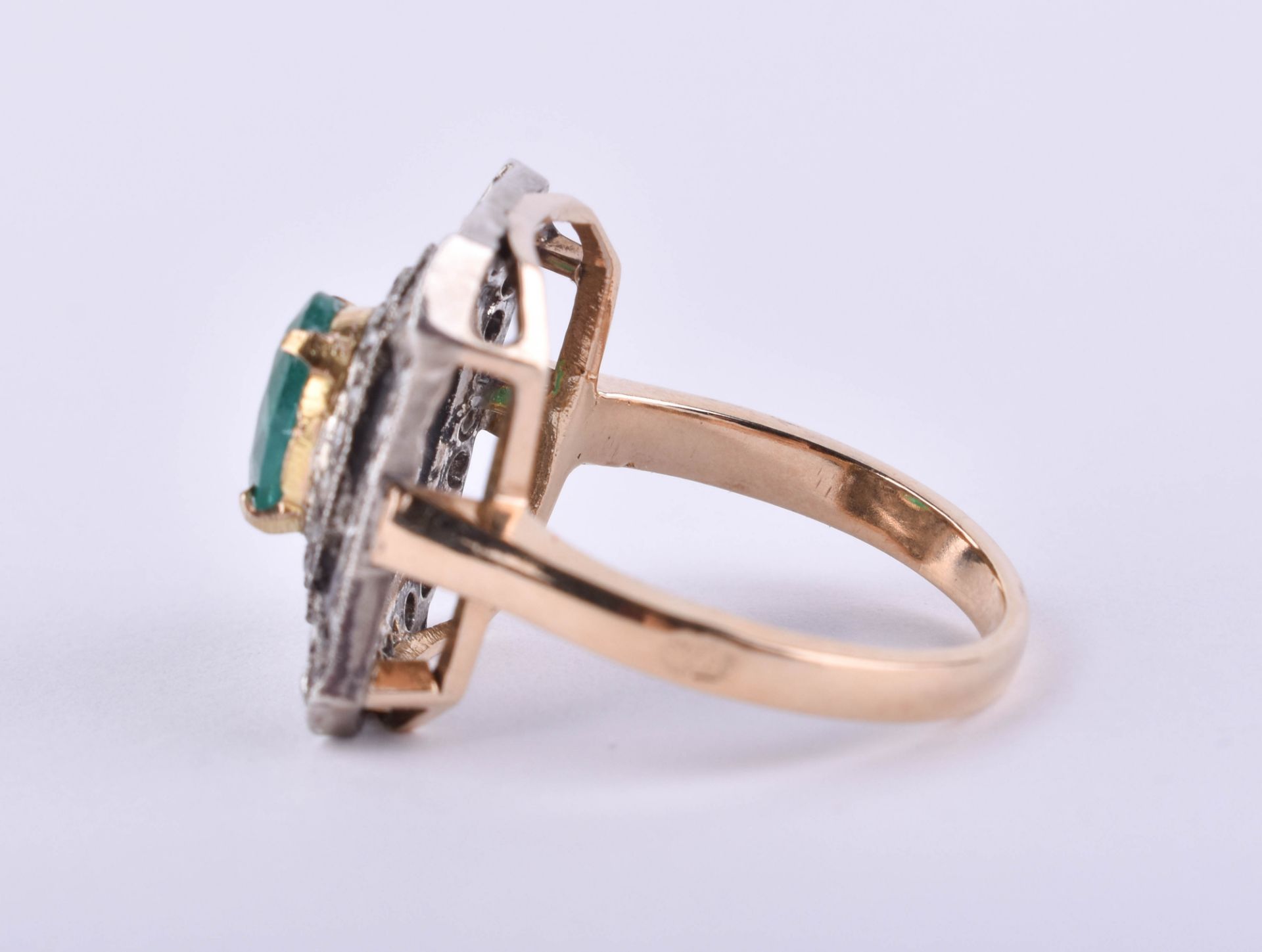 Art Deco emerald - diamond ring Russia - Image 3 of 5