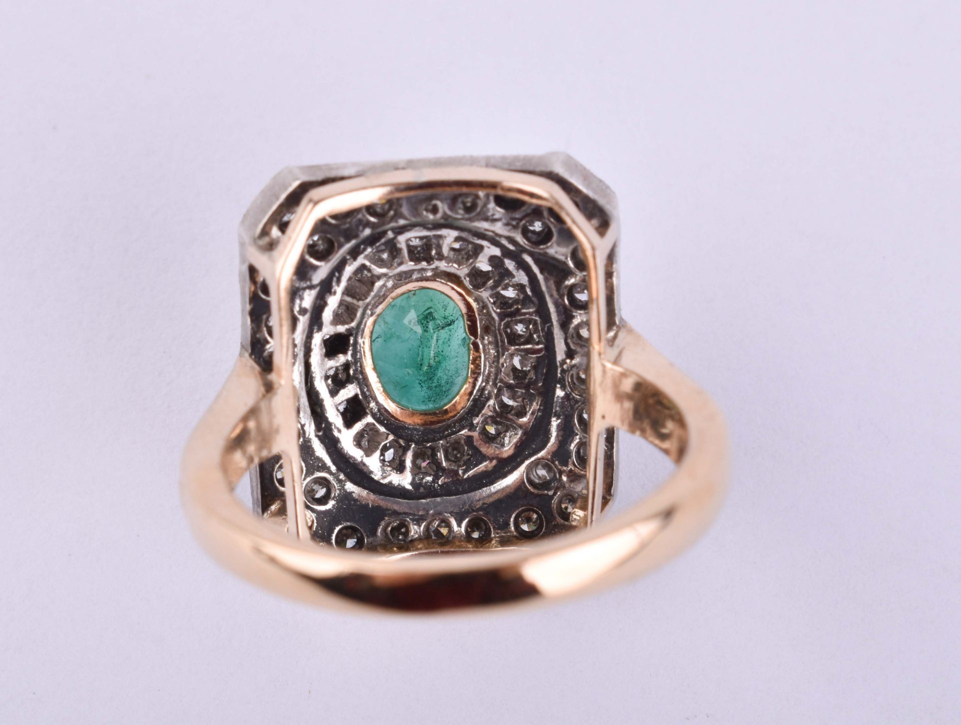 Art Deco emerald - diamond ring Russia - Image 5 of 5