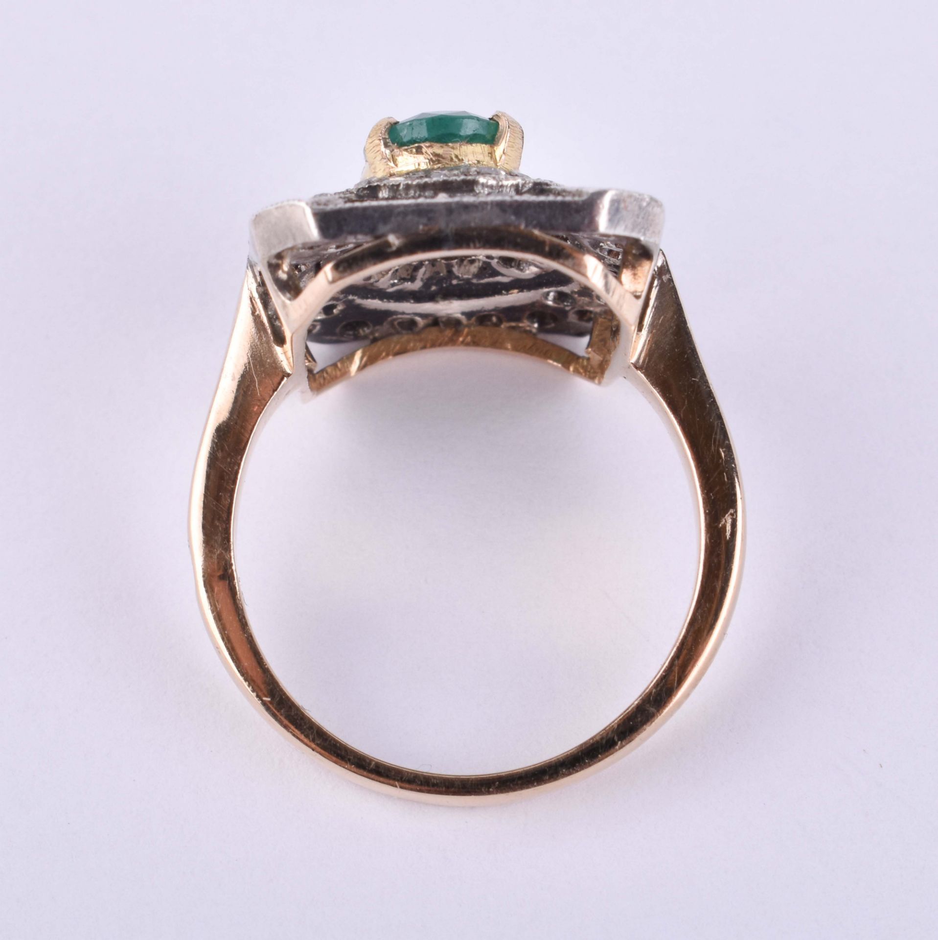Art Deco emerald - diamond ring Russia - Image 4 of 5