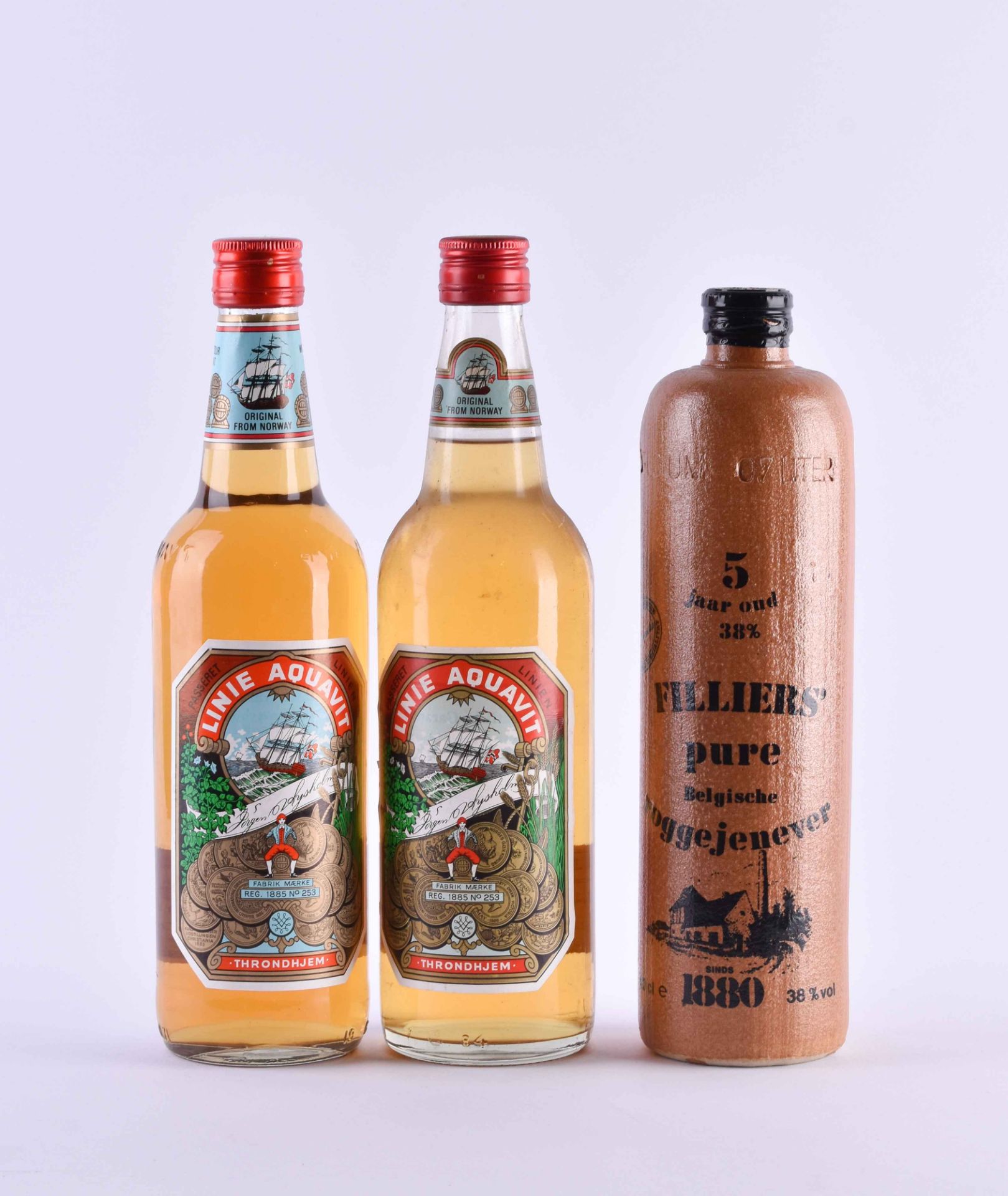 2 bottles Linie Aquavit & 1 bottle Jenever