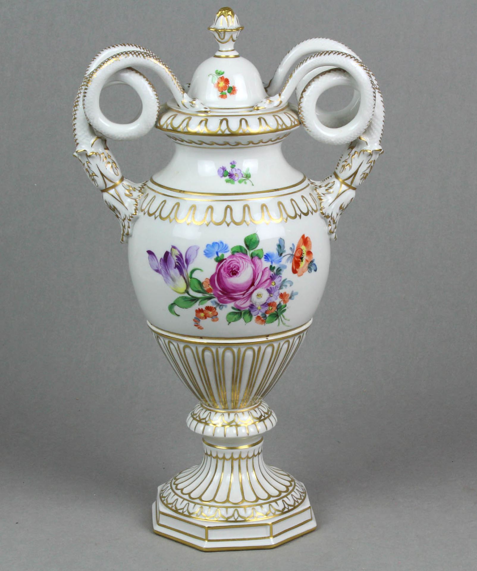 Potschappel große Schlangenhenkel Vase