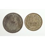 1 und 2 Reichsmark 1925 A und 1926 E