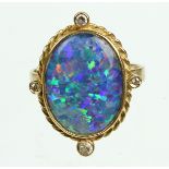 Opal Ring mit Diamanten - GG 585 / 333