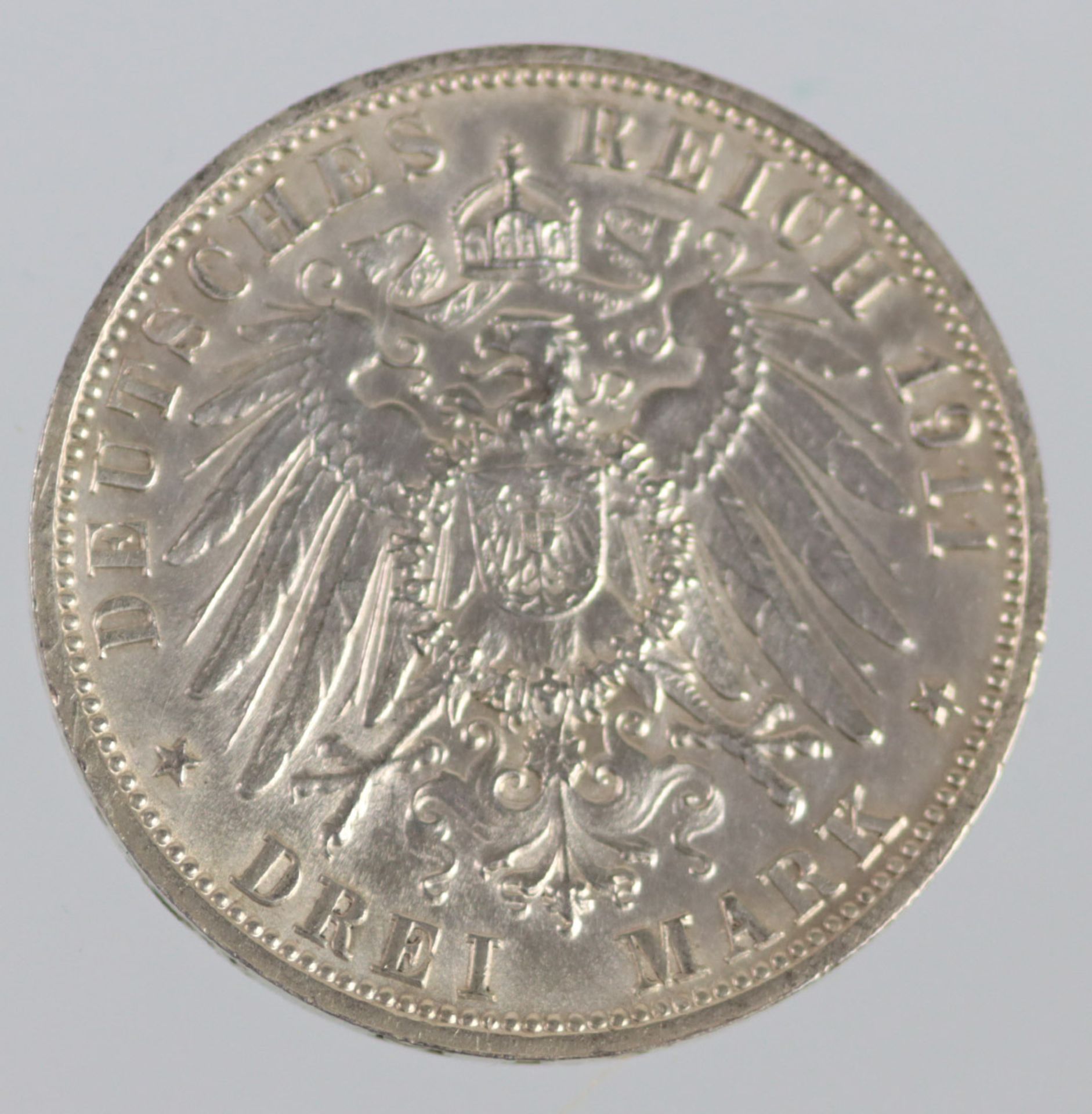 3 Mark Silberne Hochzeit Wilhelm II. Württemberg 1911 F - Bild 2 aus 2