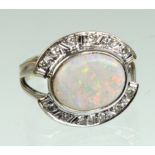 Edelopal Ring mit Diamanten - WG 585