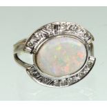 Edel Opal Ring mit Diamanten - WG 585