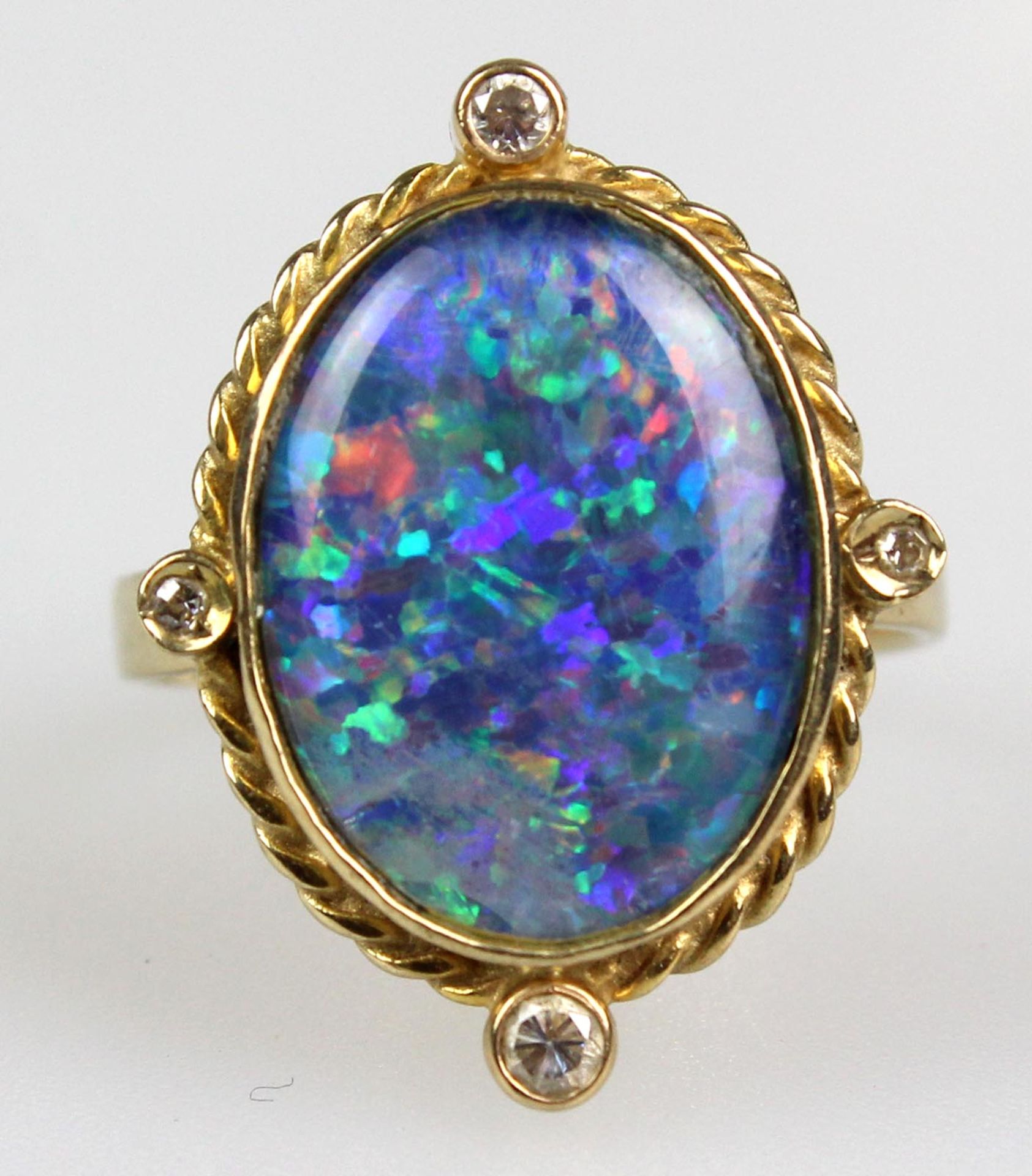 Opal Ring mit Diamanten - GG 585 / 333 - Image 4 of 5