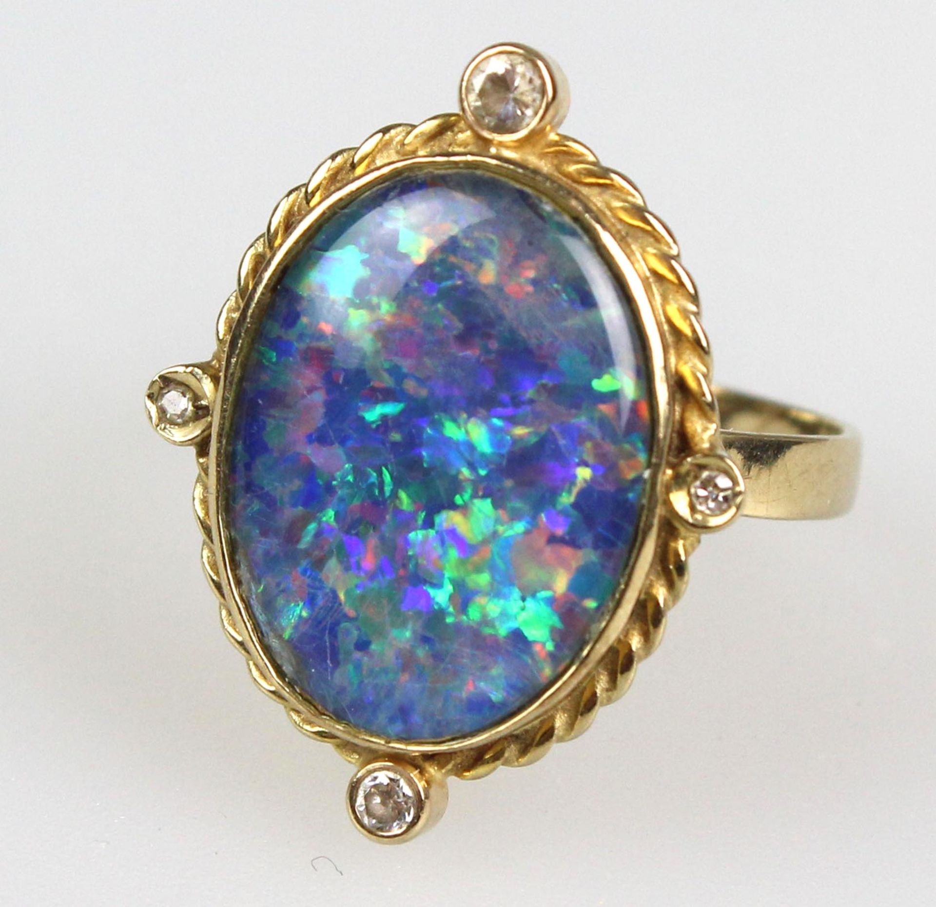 Opal Ring mit Diamanten - GG 585 / 333 - Image 2 of 5