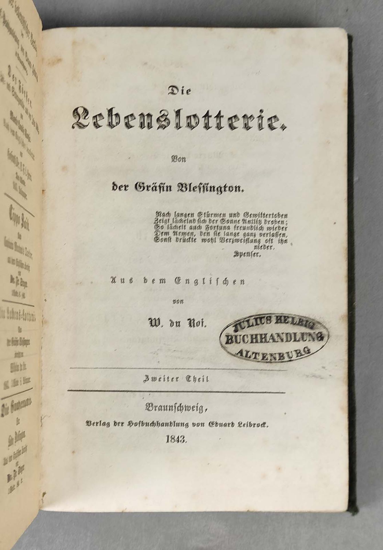 Die Lebenslotterie ... Braunschweig 1843