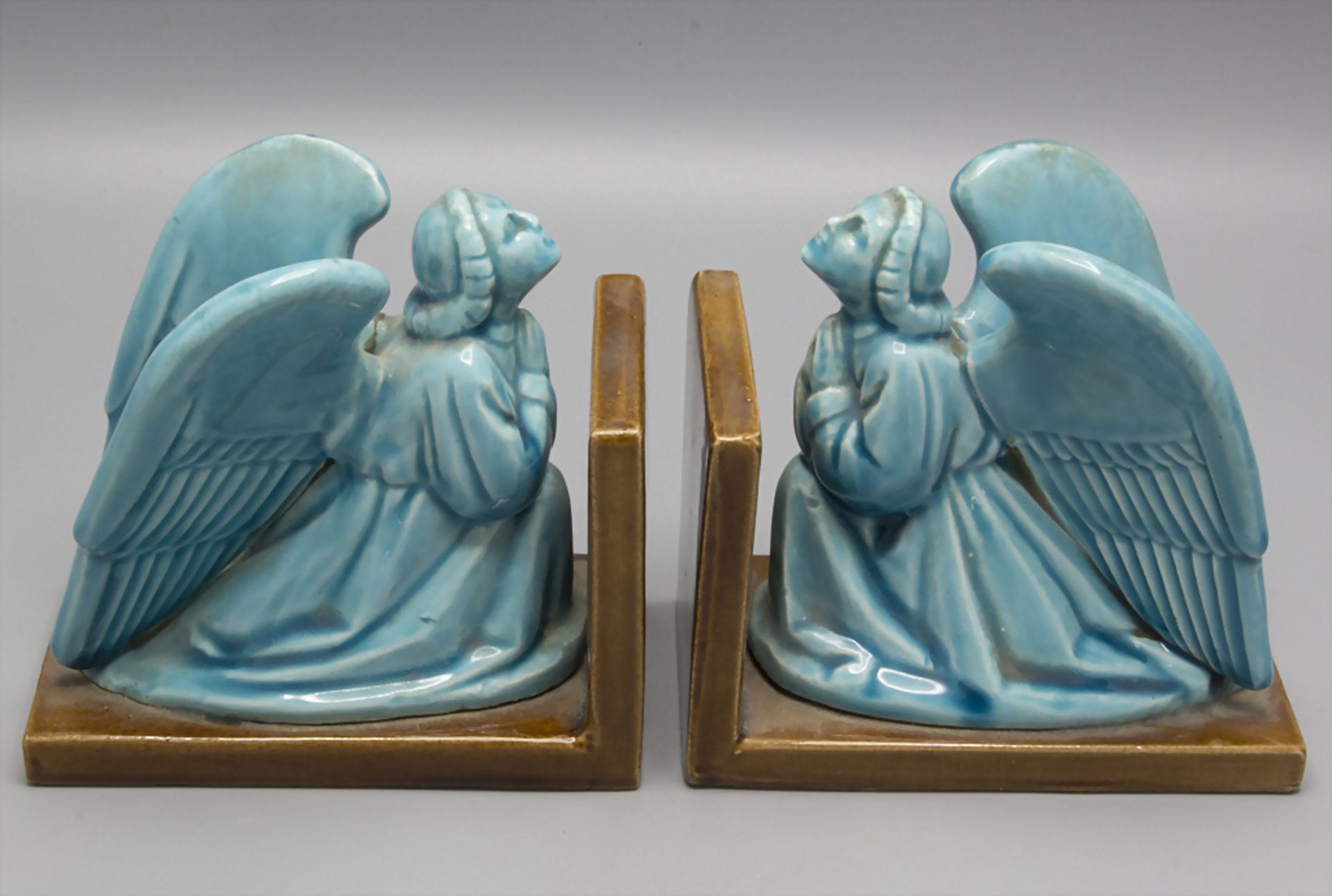 Art Déco Buchstützen mit betenden Engeln / Art Deco bookends with praying angels, Frankreich, ...