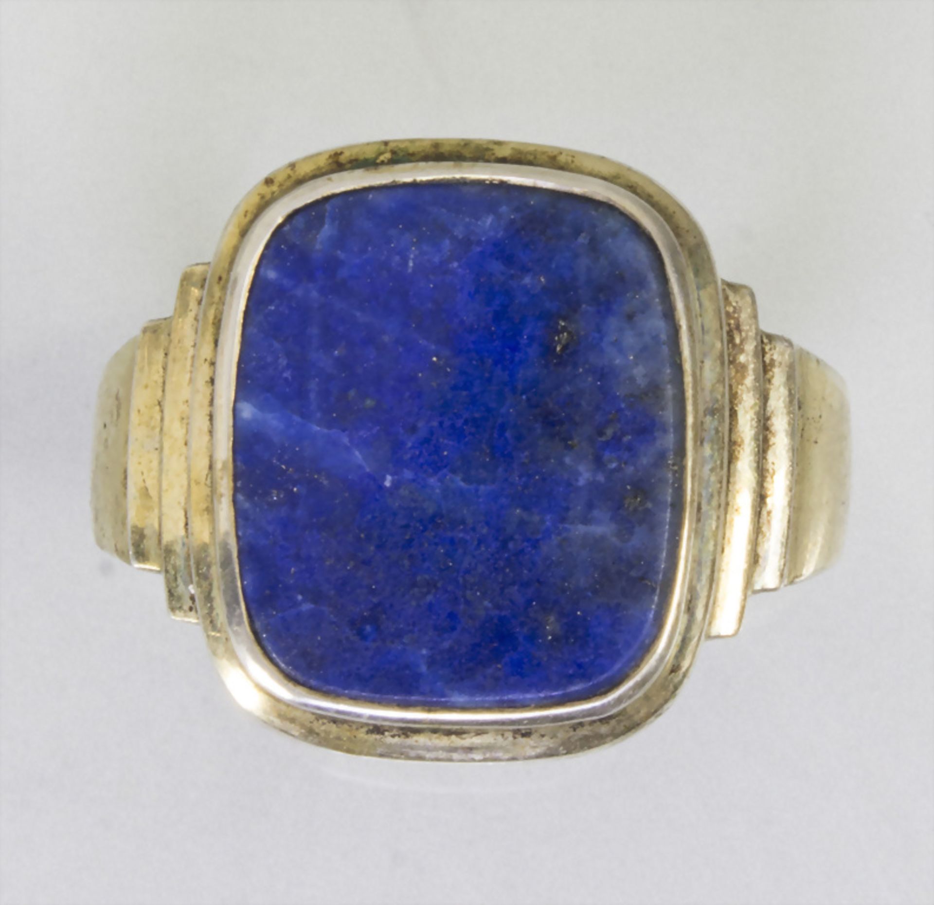 Herrenring mit Lapislazuli / A men's gold washed silver ring with lapis lazuli