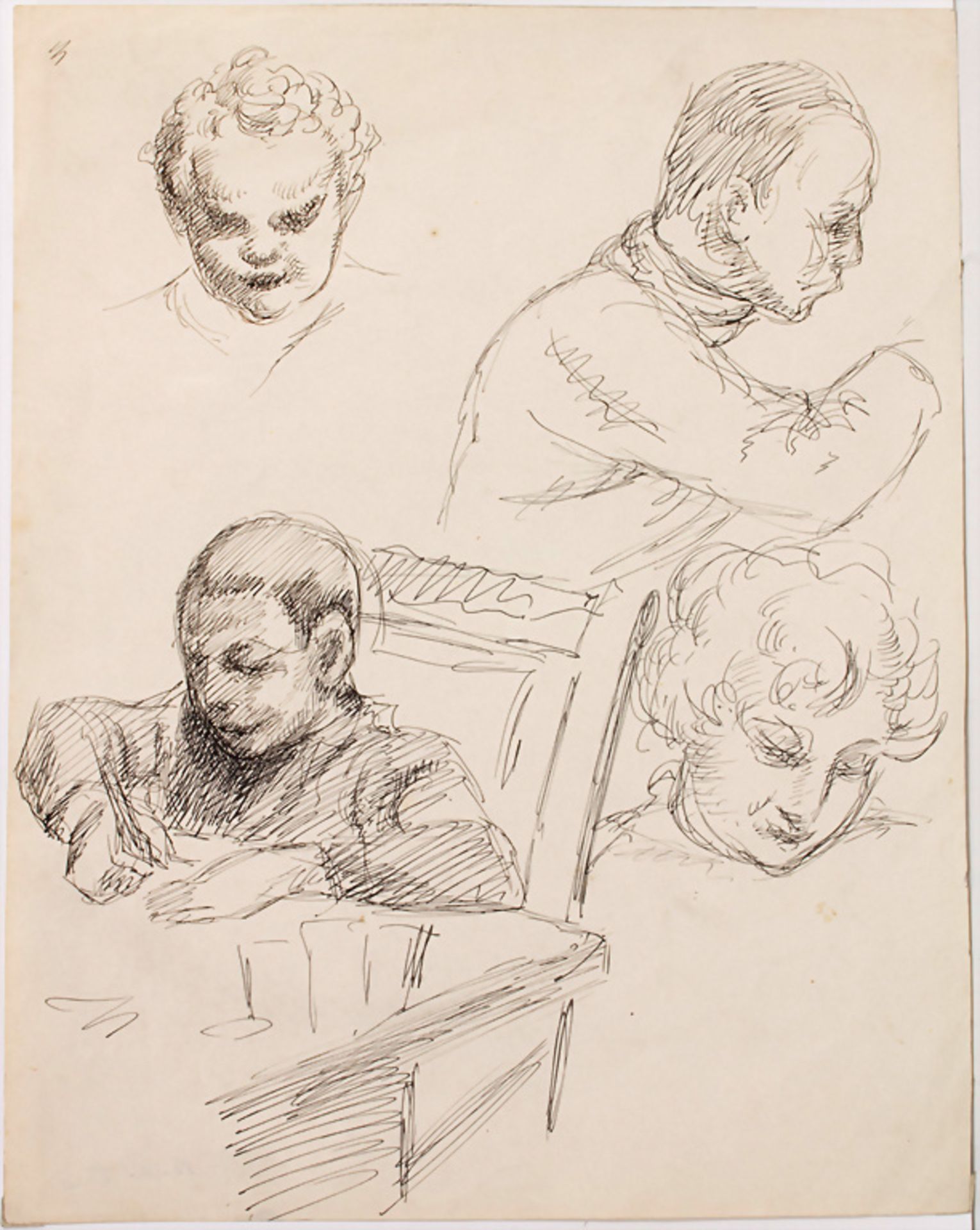 Béla Kádár (1877-1956), Tuscheskizzen 'Knaben' / Ink sketches 'boys'