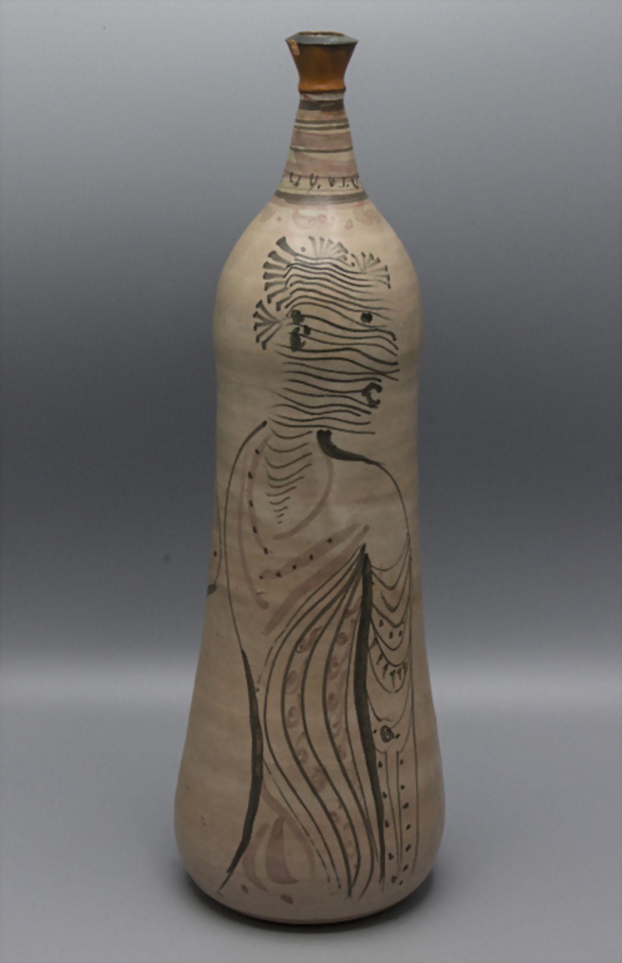 Künstler Ziervase / A ceramic art vase, Gilbert Portanier, Vallauris, 1950/60er Jahre