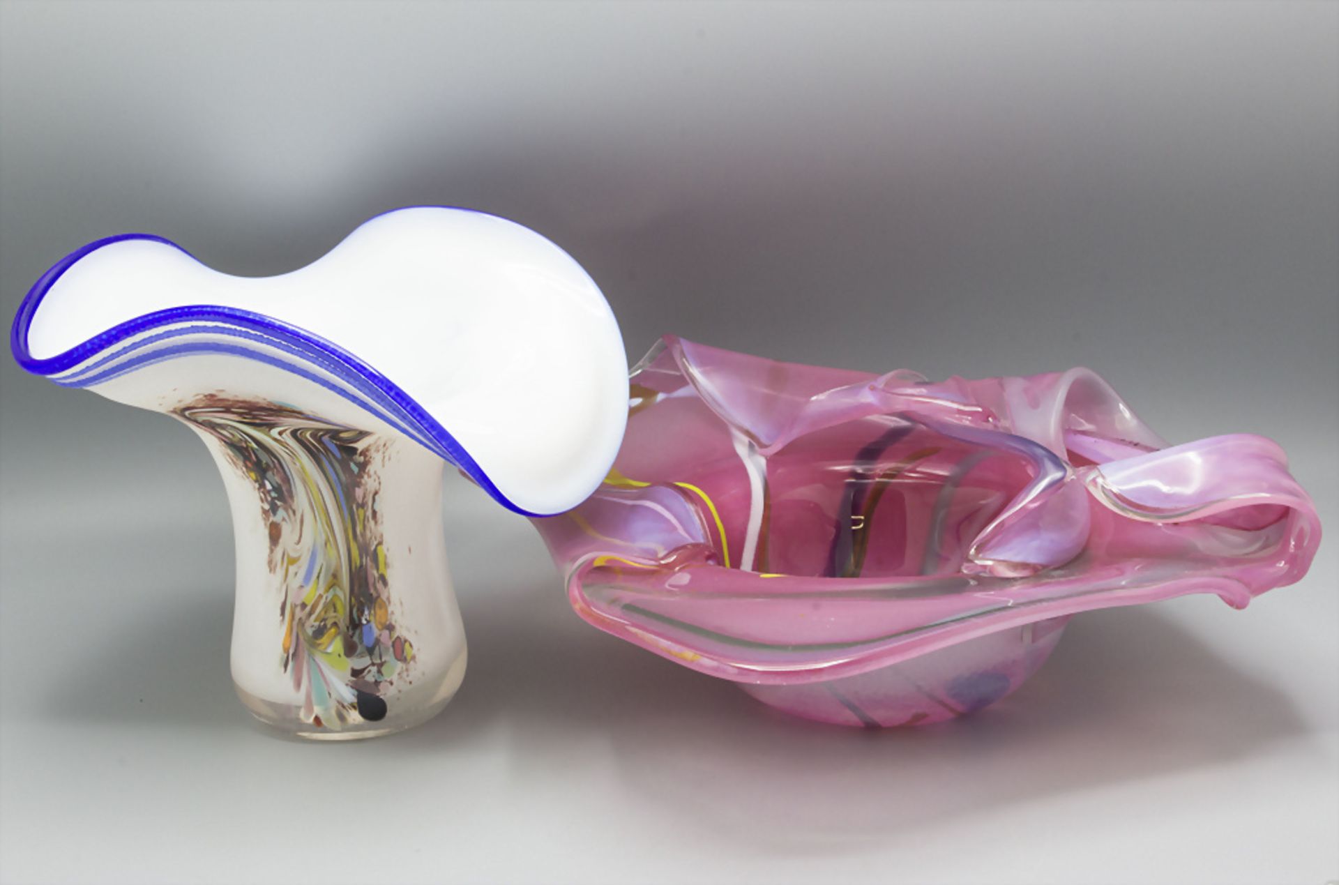 Zwei Glasziervasen / Two decorative glass vases, 2. Hälfte 20. Jh.