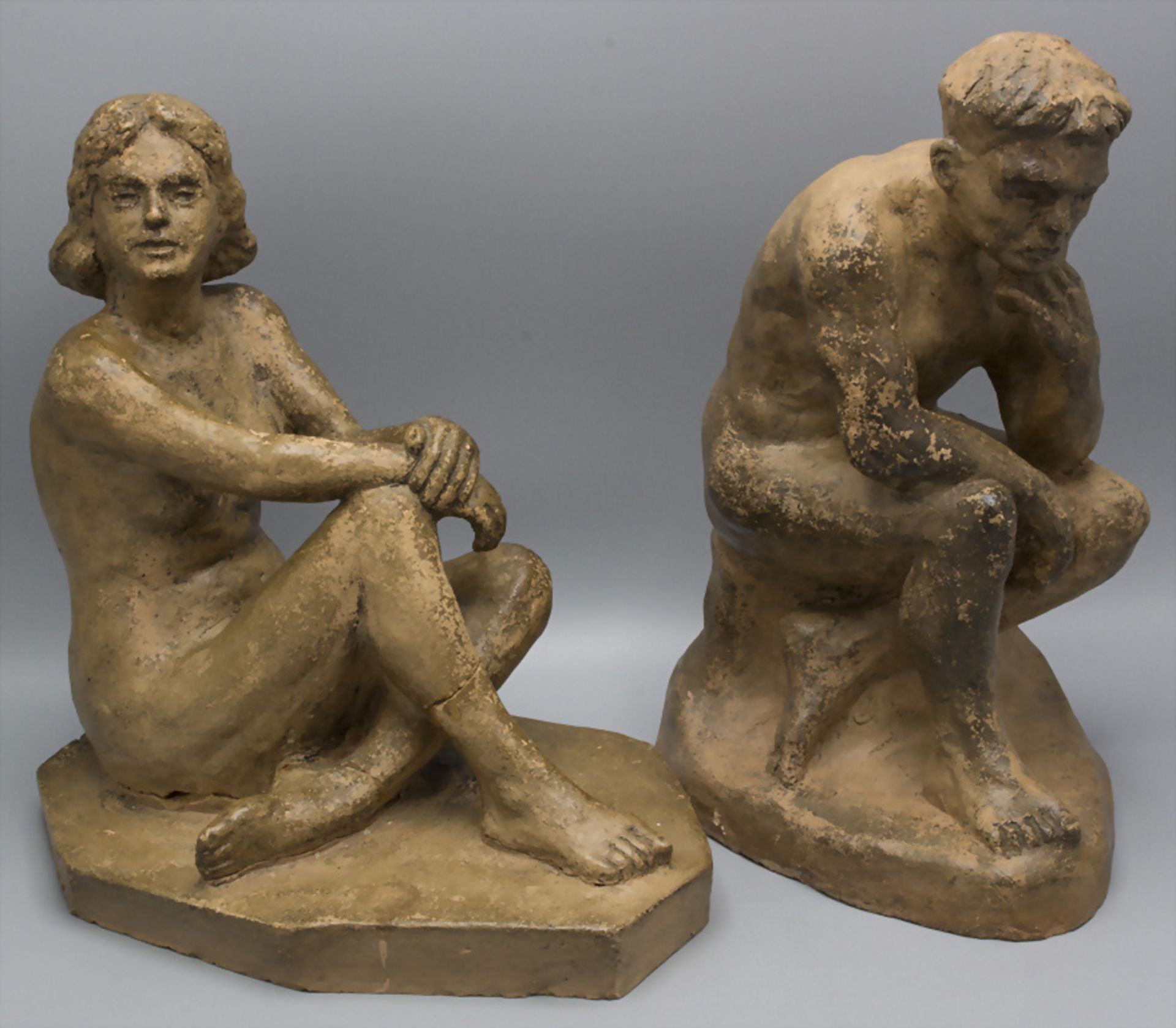 Künstler des 20. Jh., 'Paar sitzender Aktfiguren' / 'A pair of sitting nudes', 1966