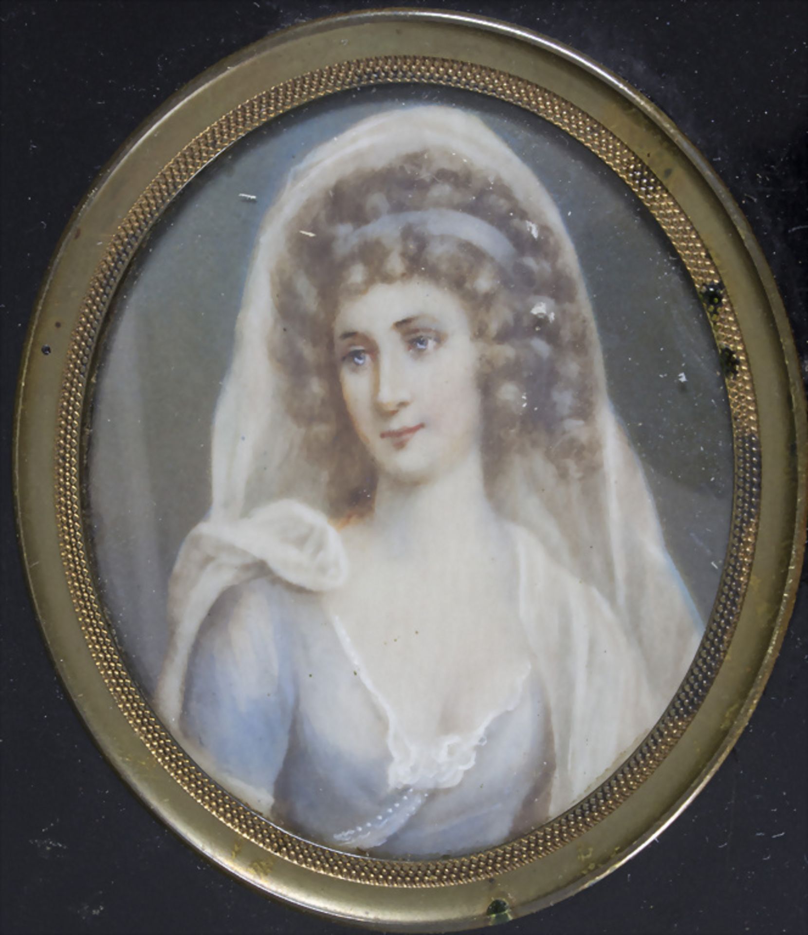 Miniatur Porträt einer Dame / A miniature portrait of a young lady, Frankreich, 19. Jh.