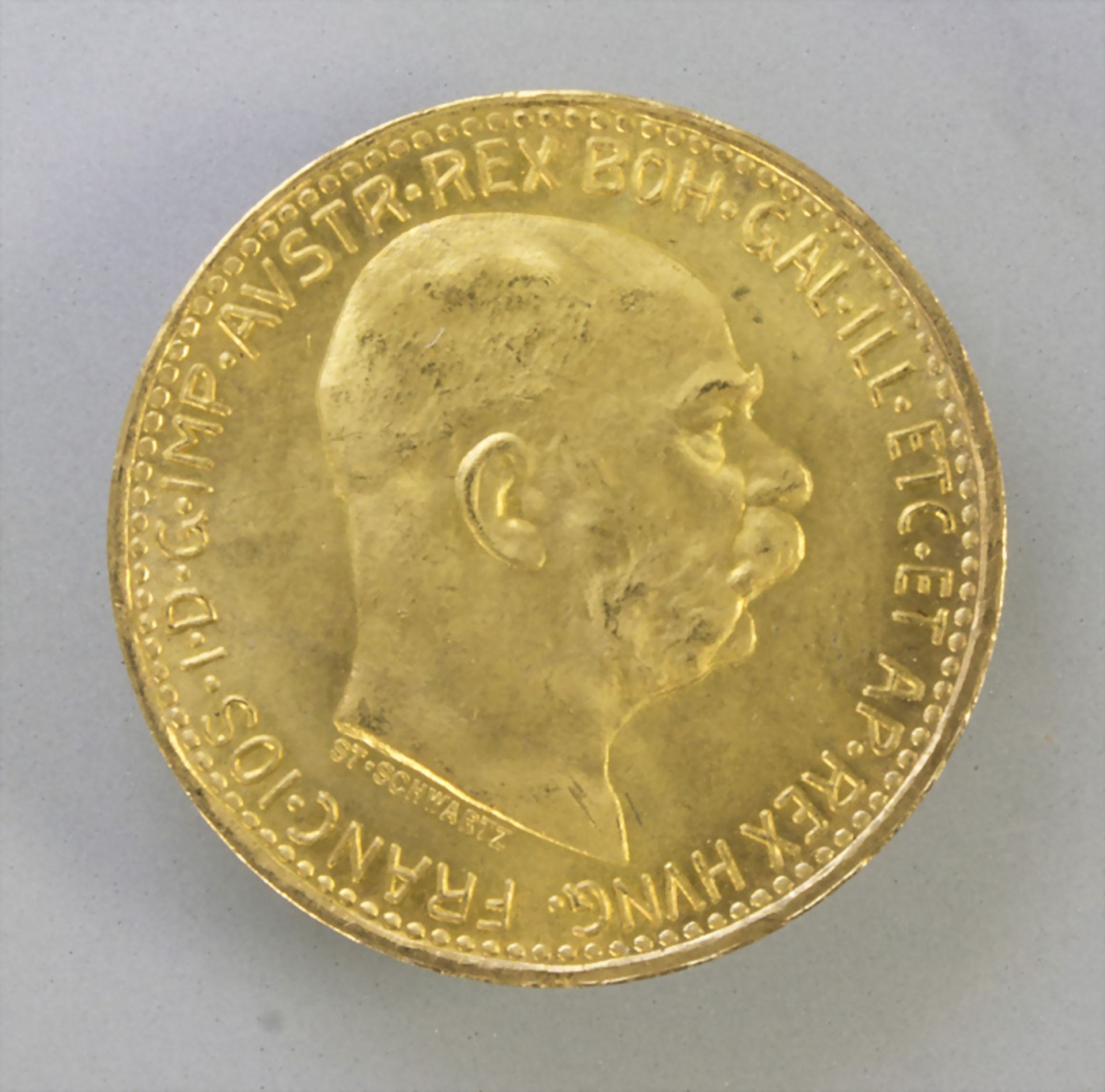 Goldmünze, Österreich, 10 Kronen, 1912 / A gold coin, Austria, 10 crowns, 1912