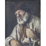 Künstler um 1900, 'Bärtiger alter Mann mit Flinte' / 'A bearded old man with a shotgun', ...