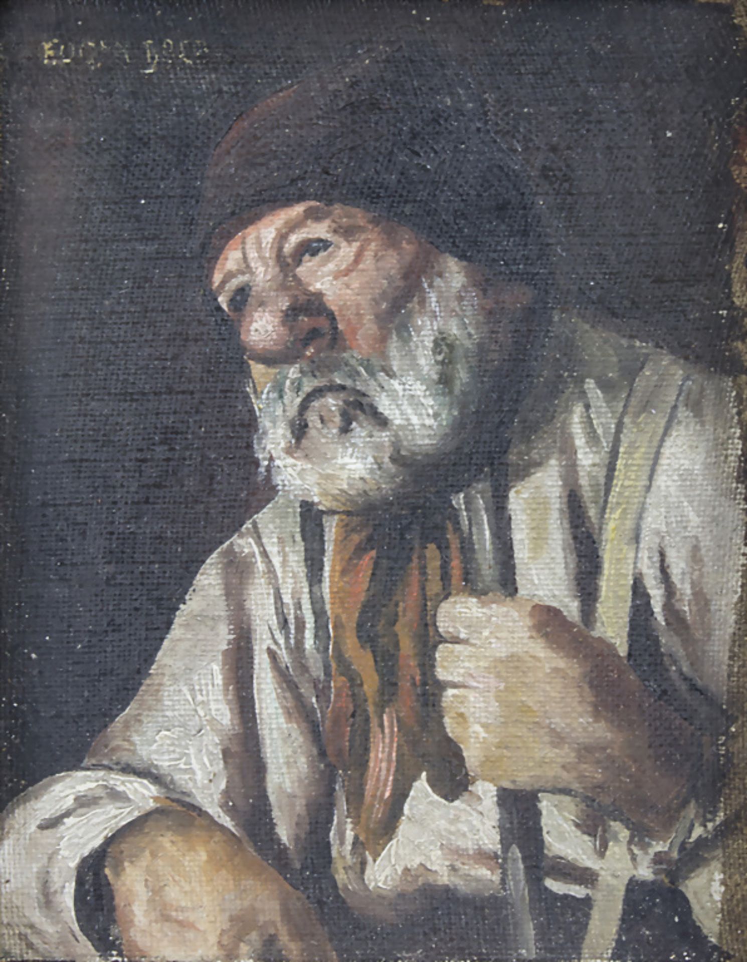 Künstler um 1900, 'Bärtiger alter Mann mit Flinte' / 'A bearded old man with a shotgun', ...