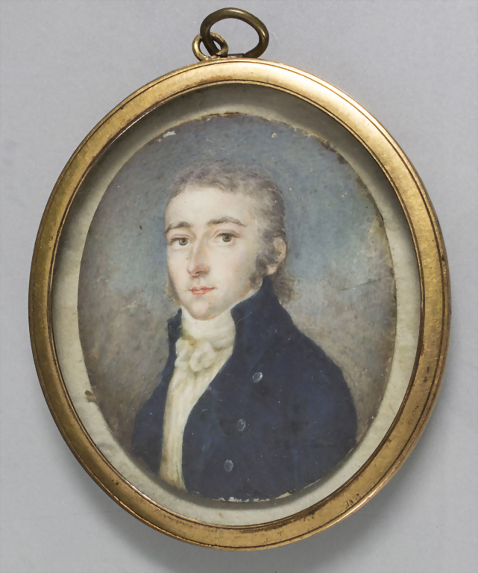 Biedermeier Miniatur Porträt eines jungen Mannes / A miniature portrait of a young man, 19. Jh.