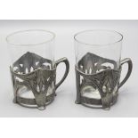 Paar Teegläser mit Jugendstil Haltern / A pair of tea glasses with Art Nouveau holders, WMF, ...