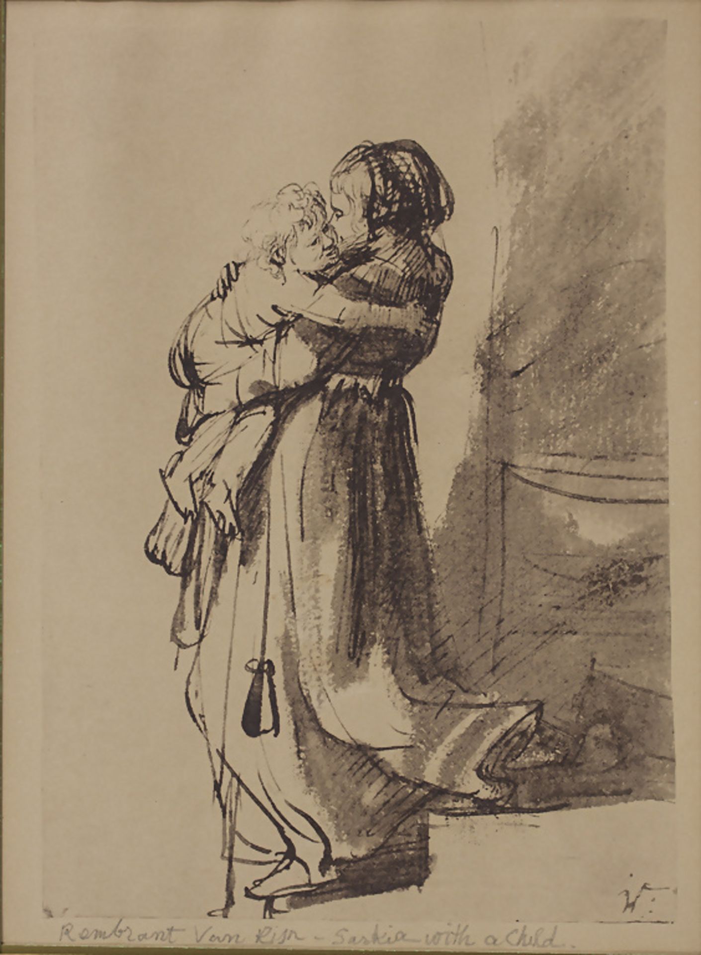 Nach Rembrandt Harmensz. van Rijn (1606-1669), 'Saskia mit Kind, die Treppe heruntergehend'