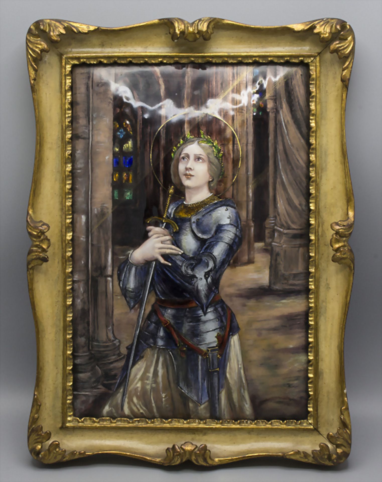 Emailbild 'Die Jungfrau von Orléans' / Jeanne d'Arc / An enamel painting on copper of Joan of ...