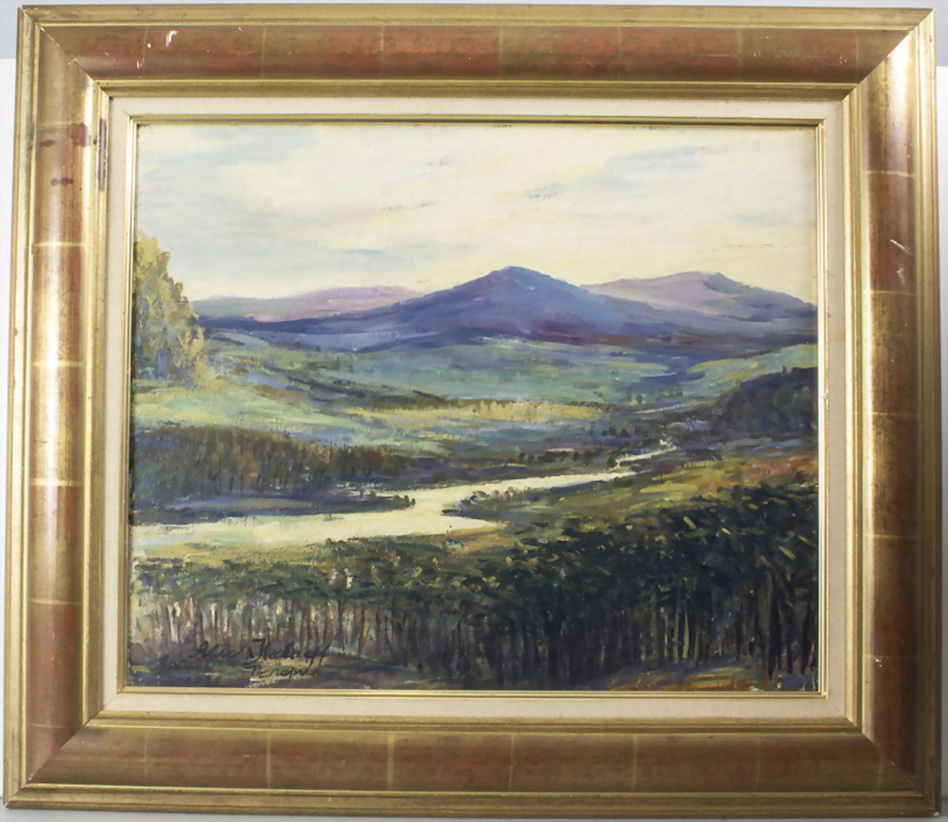 Alexis Kalaeff (1902-1978), 'Hügelige Landschaft am Fluss' / 'A hilly landscape at a river', 1924