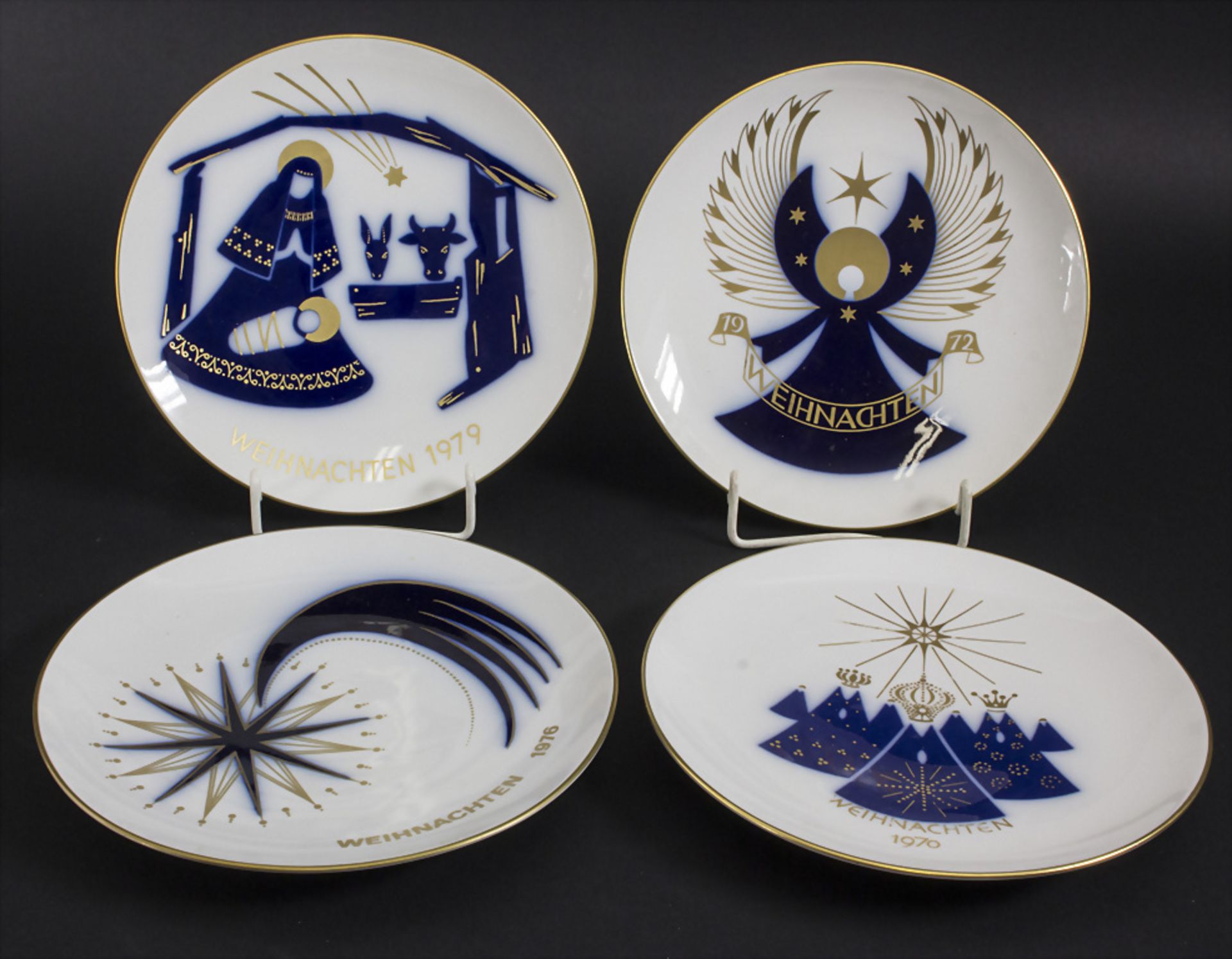 Konvolut aus 4 Weihnachtstellern / A set of 4 Christmas plates, limited edition, KPM, Berlin, ...