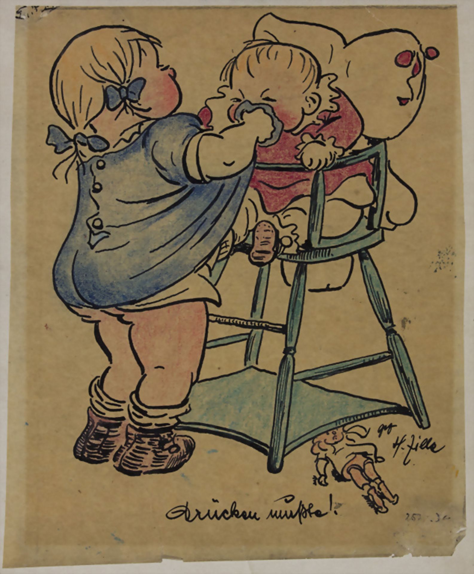 Heinrich Zille (1858-1929), 'Mädchen mit Baby' / 'A girl with a baby'