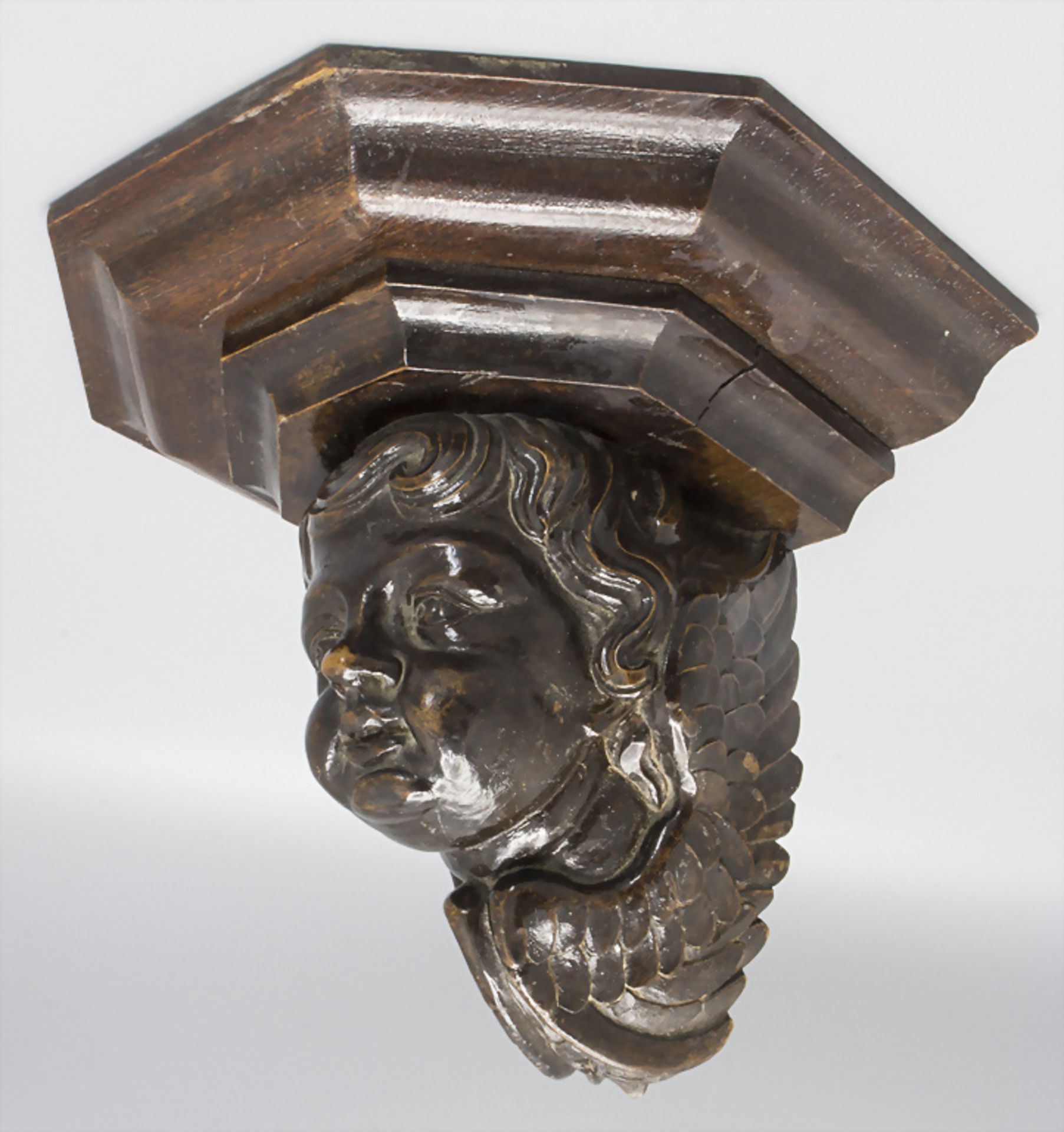 Konsole mit Kopf eines beflügelten Engels / A wall bracket with the head of a cherub, wohl 19. Jh.