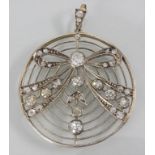 Anhänger mit Diamanten / A 14 ct gold and silver pendant with diamonds, um 1900