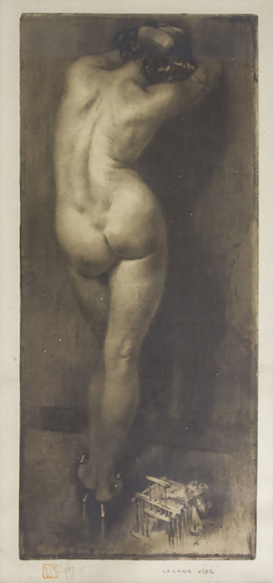 Victor Mignot (1872-1944), 'La cage vide (Rückenakt)' / 'The empty cage (female rear nude)', ...