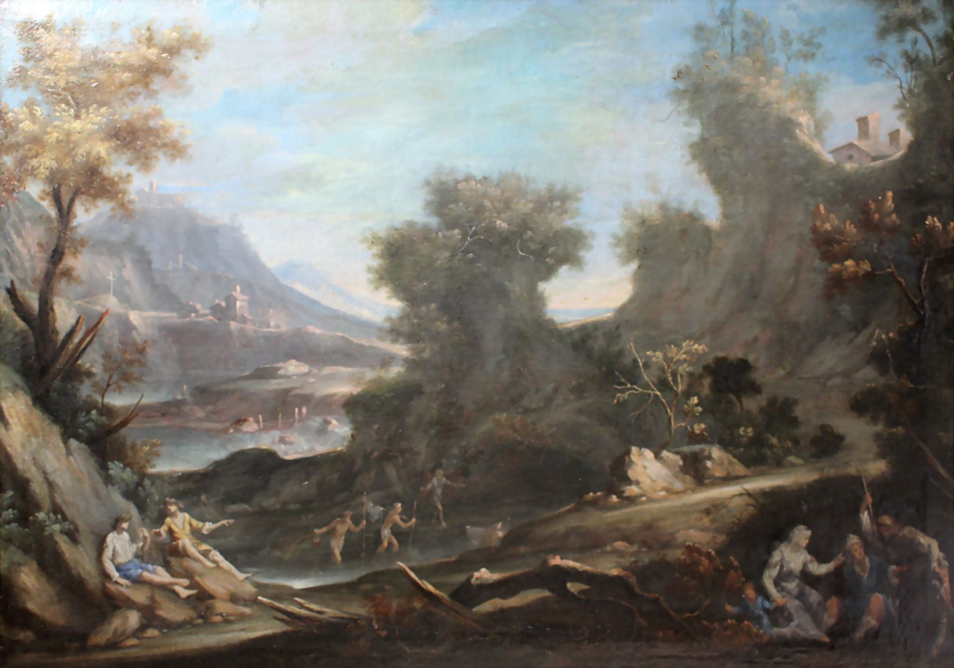 Jan van Huysum attr. (1682-1749), Italienische Landschaft mit Figurenstaffage / Italian ...