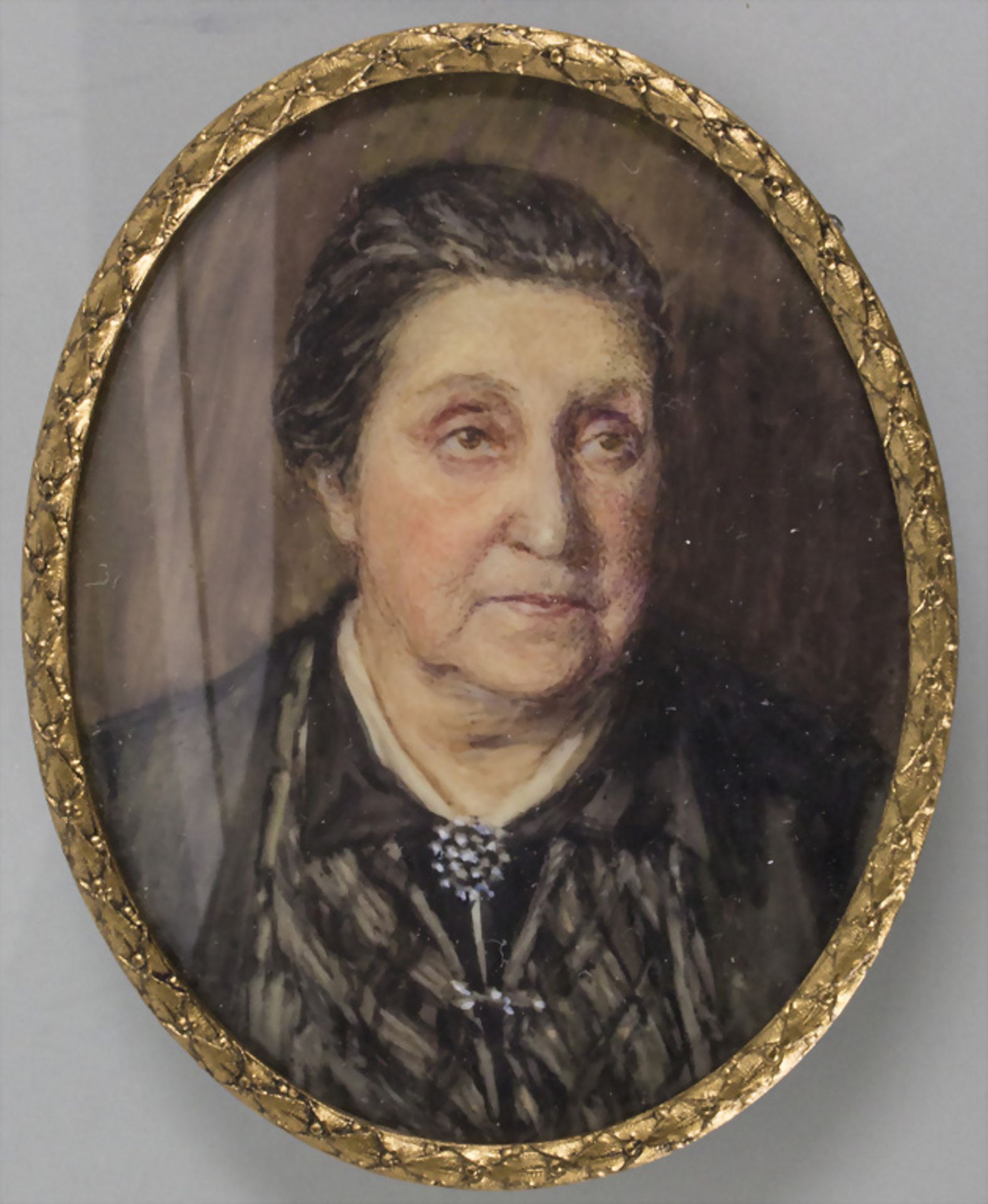 Miniatur Porträt einer älteren Dame / A miniature portrait of a lady, Frankreich, um 1900