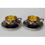 Paar Donatello Jugendstil Mokkatassen u. UT / A pair of Art Nouveau mocha cups and saucers, ...