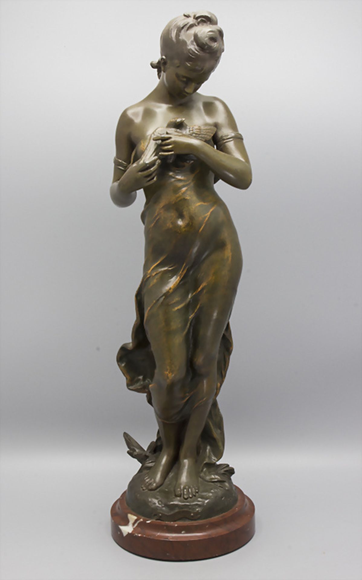 Jugendstil Skulptur 'L'oiseau blessé' / An Art Nouveau sculpture, Hippolyte Moreau ...